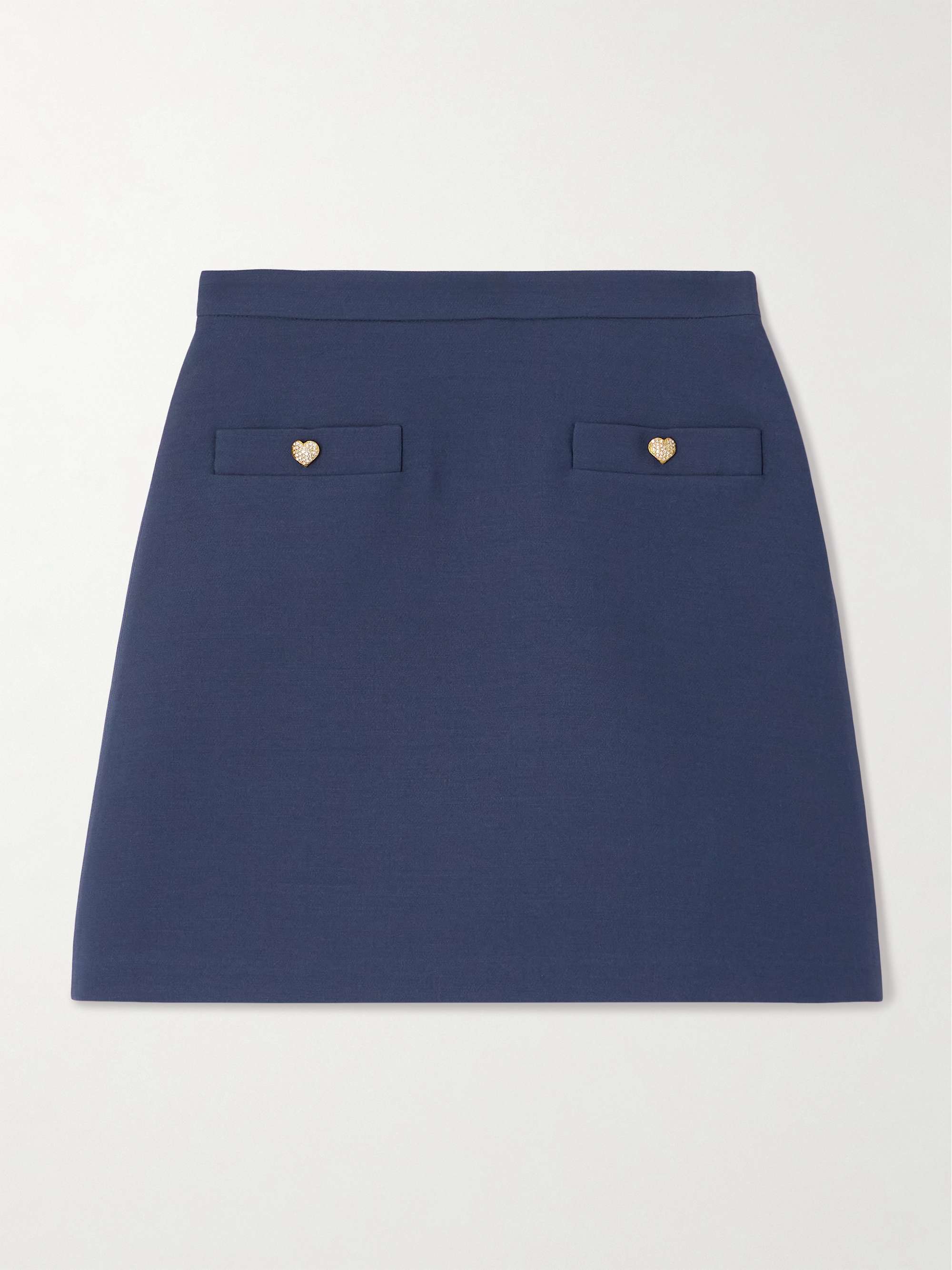 Button-embellished wool and silk-blend mini skirt hero visual