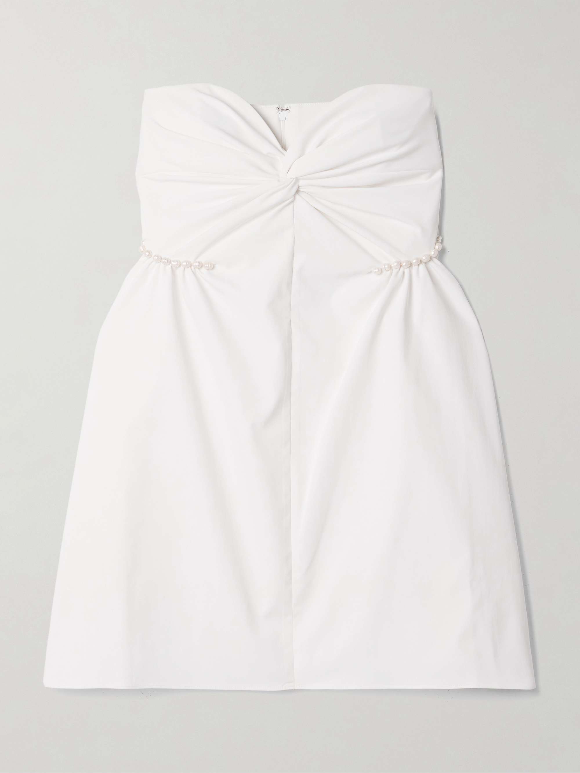 Fiona strapless faux pearl-embellished twisted twill mini dress hero visual