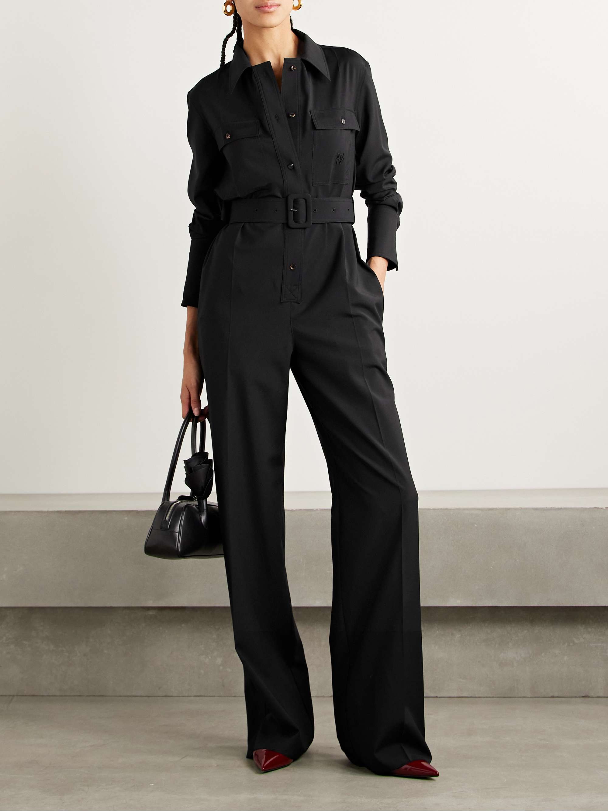 Nadia belted wool and silk-blend jumpsuit view