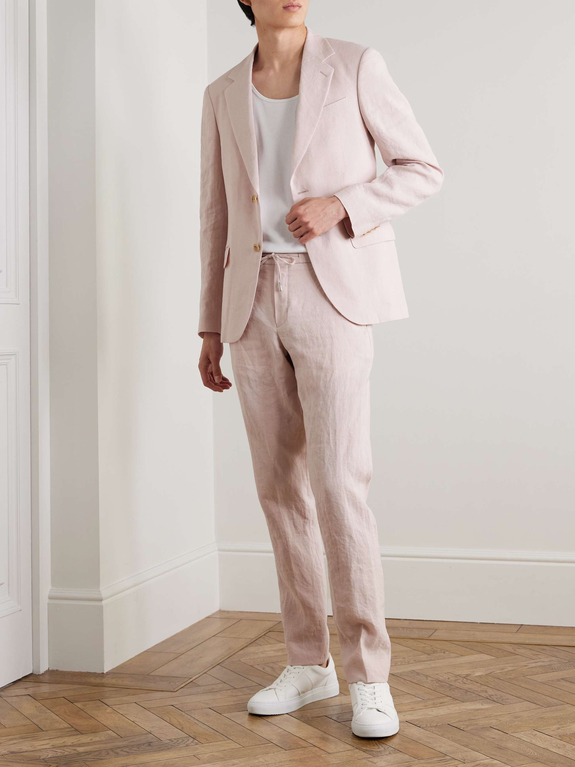 James Straight-Leg Slub Linen Drawstring Trousers view