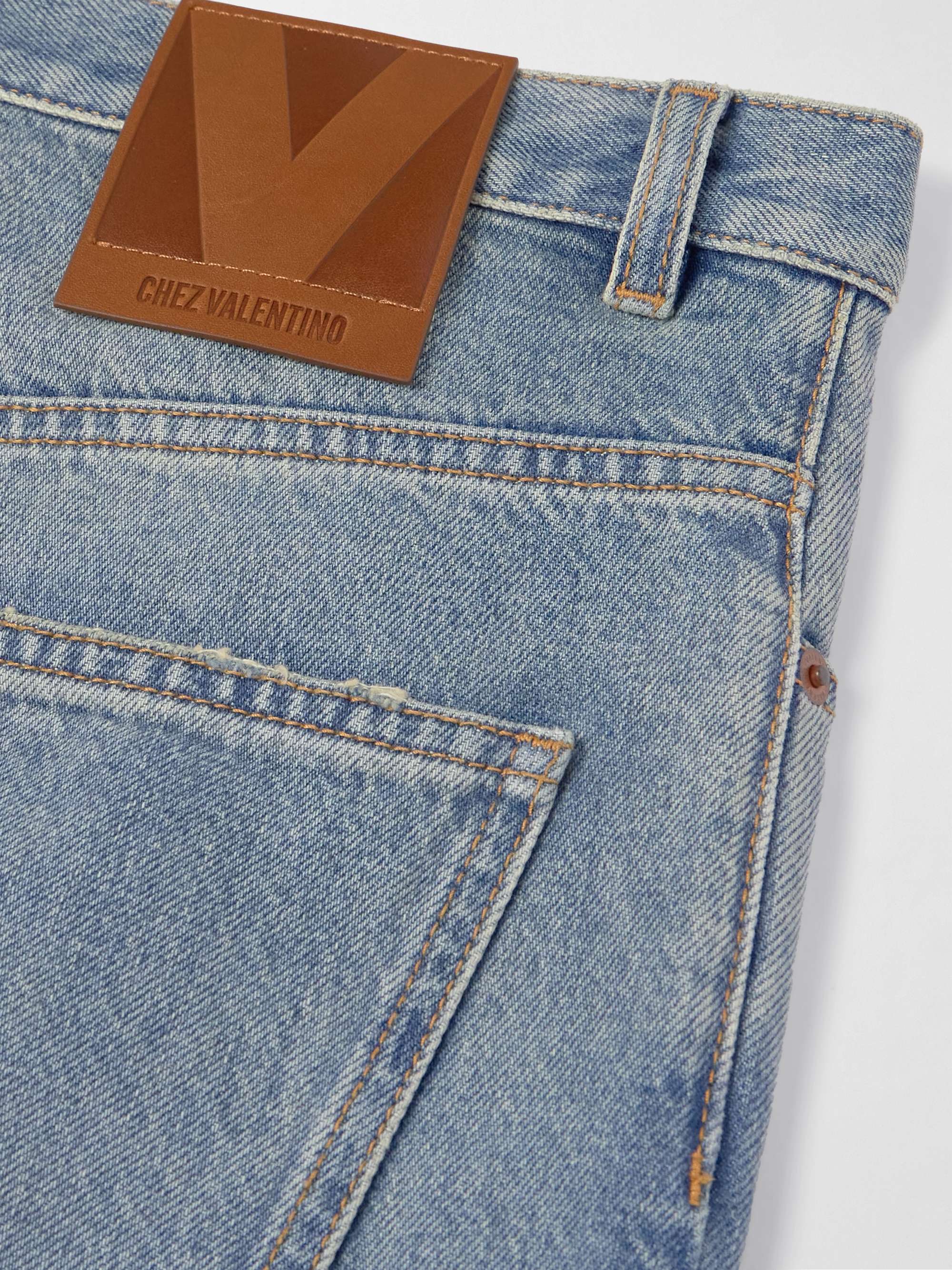 Straight-Leg Cropped Logo-Appliquéd Jacquard-Trimmed Jeans view