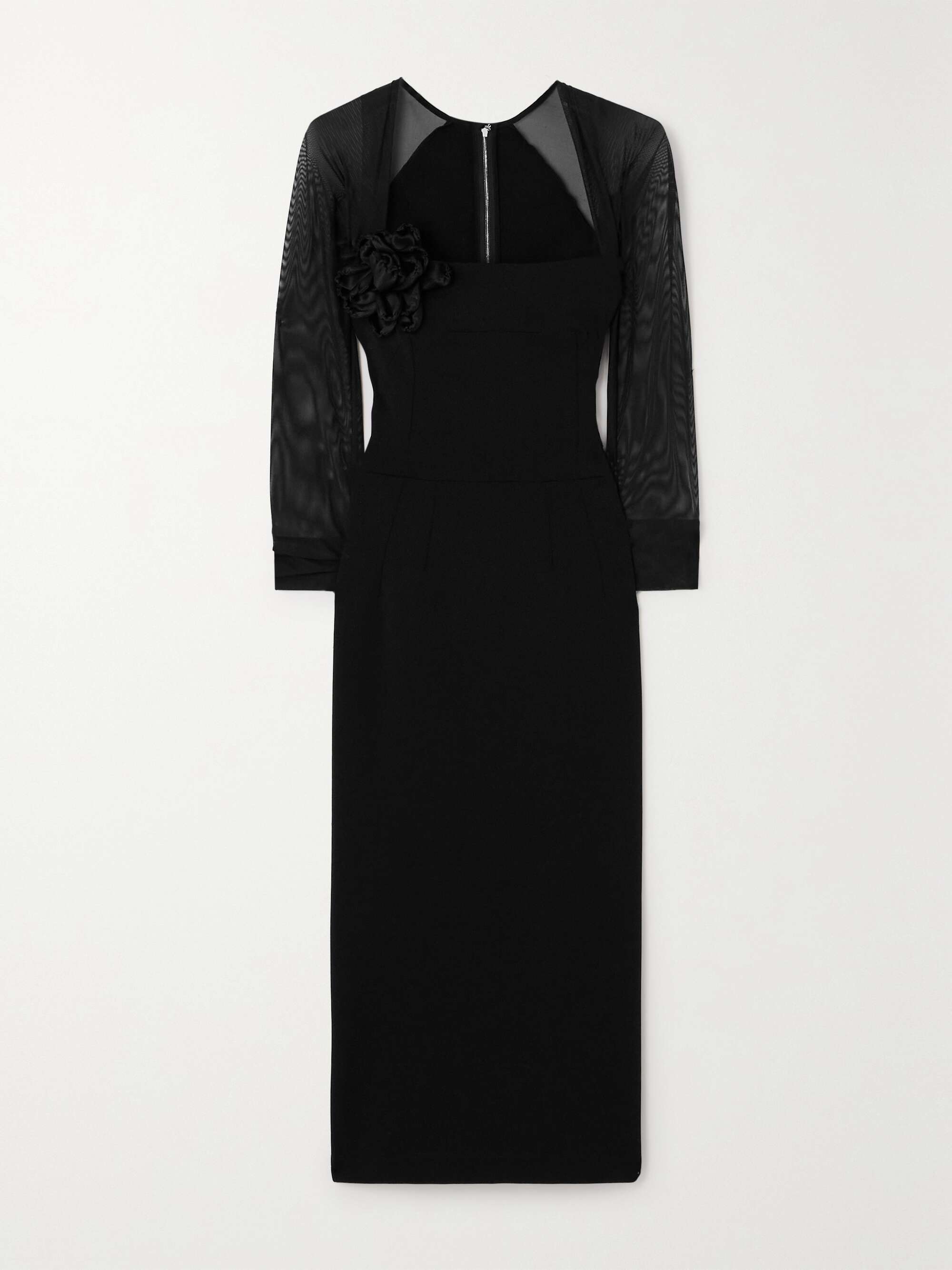 Appliquéd tulle-trimmed stretch-jersey midi dress hero visual