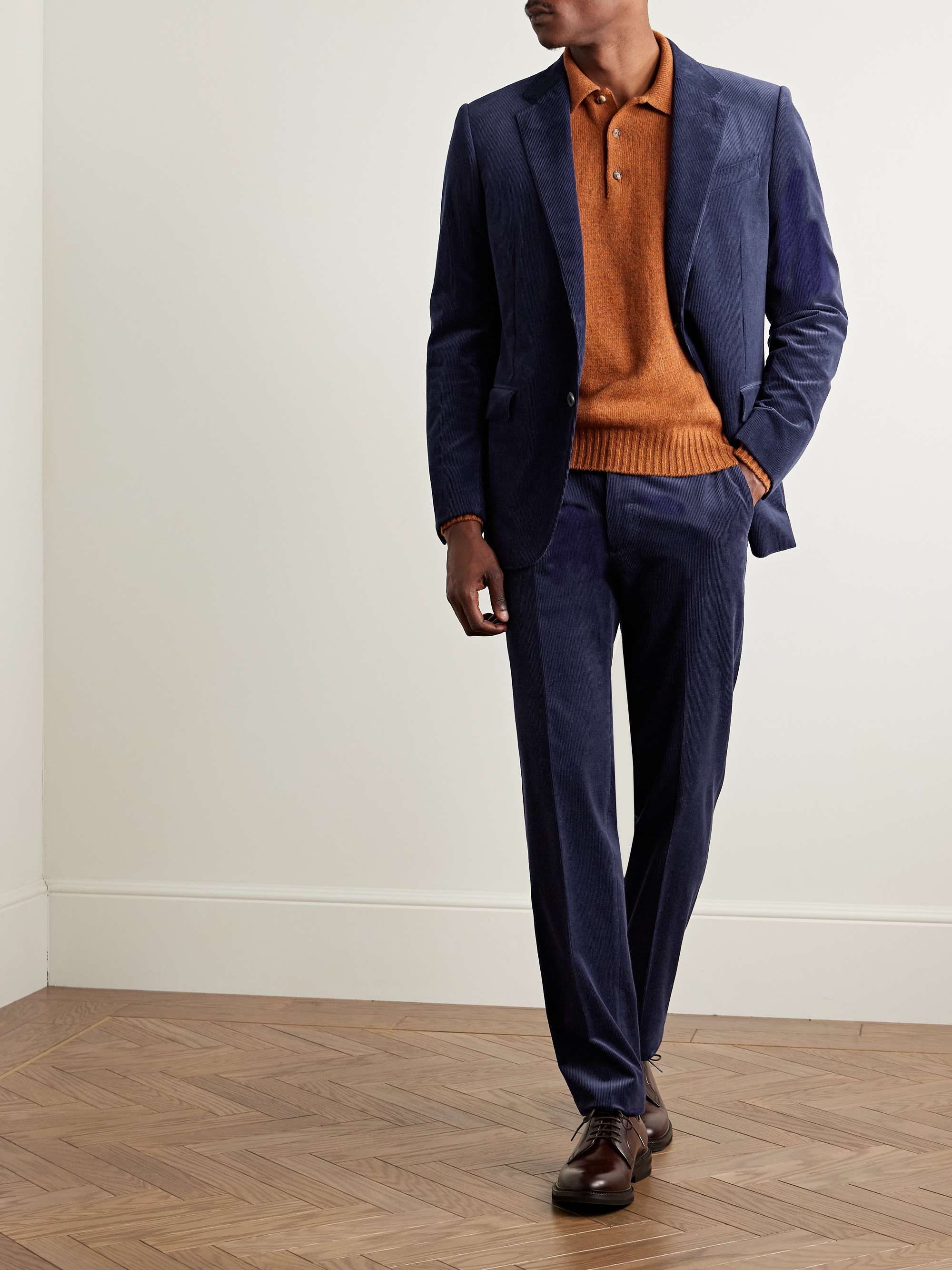 Slim-Fit Tapered Cotton and Cashmere-Blend Corduroy Suit Trousers view