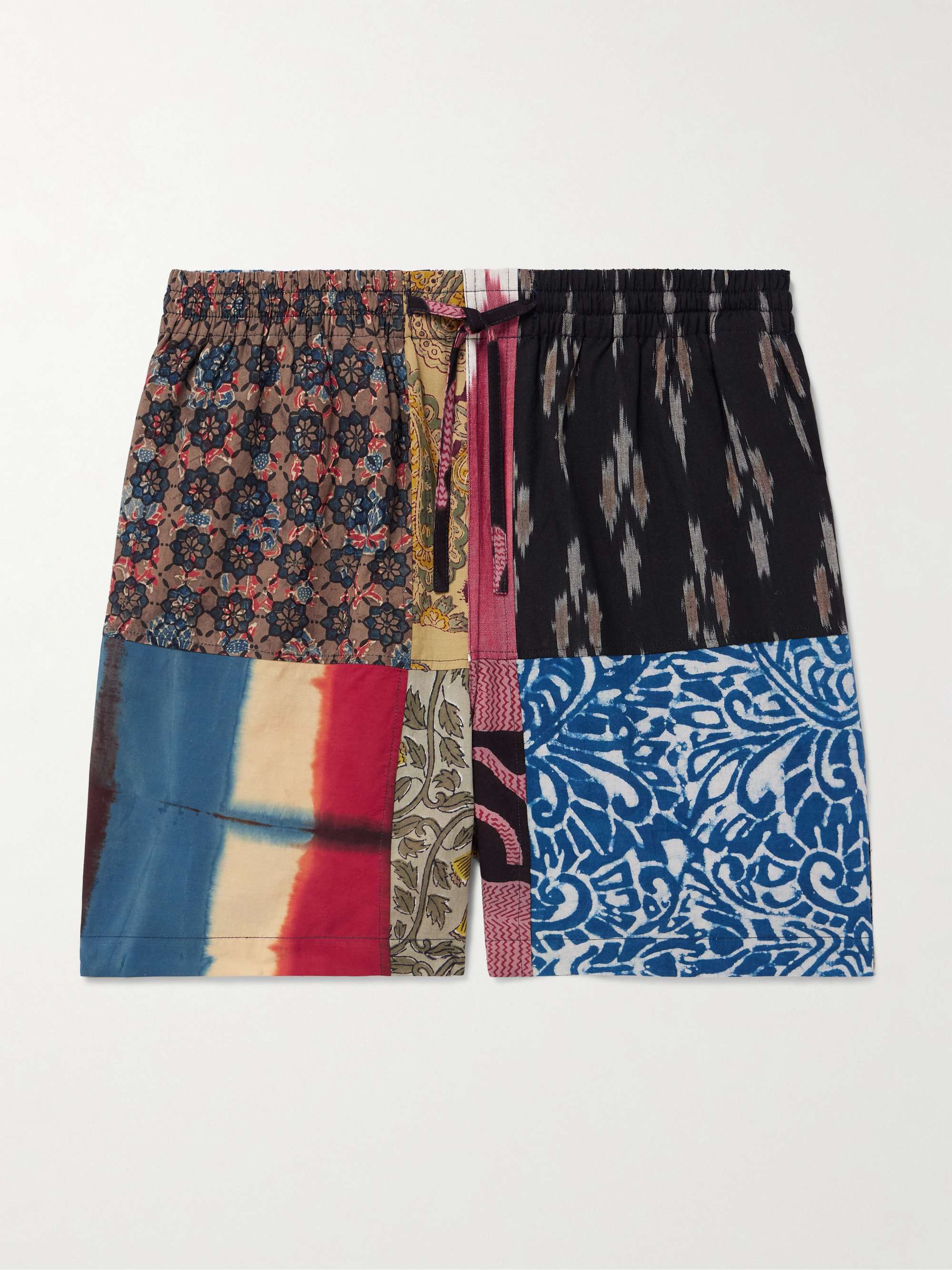 Olbia Patchwork Printed Cotton Drawstring Shorts hero visual