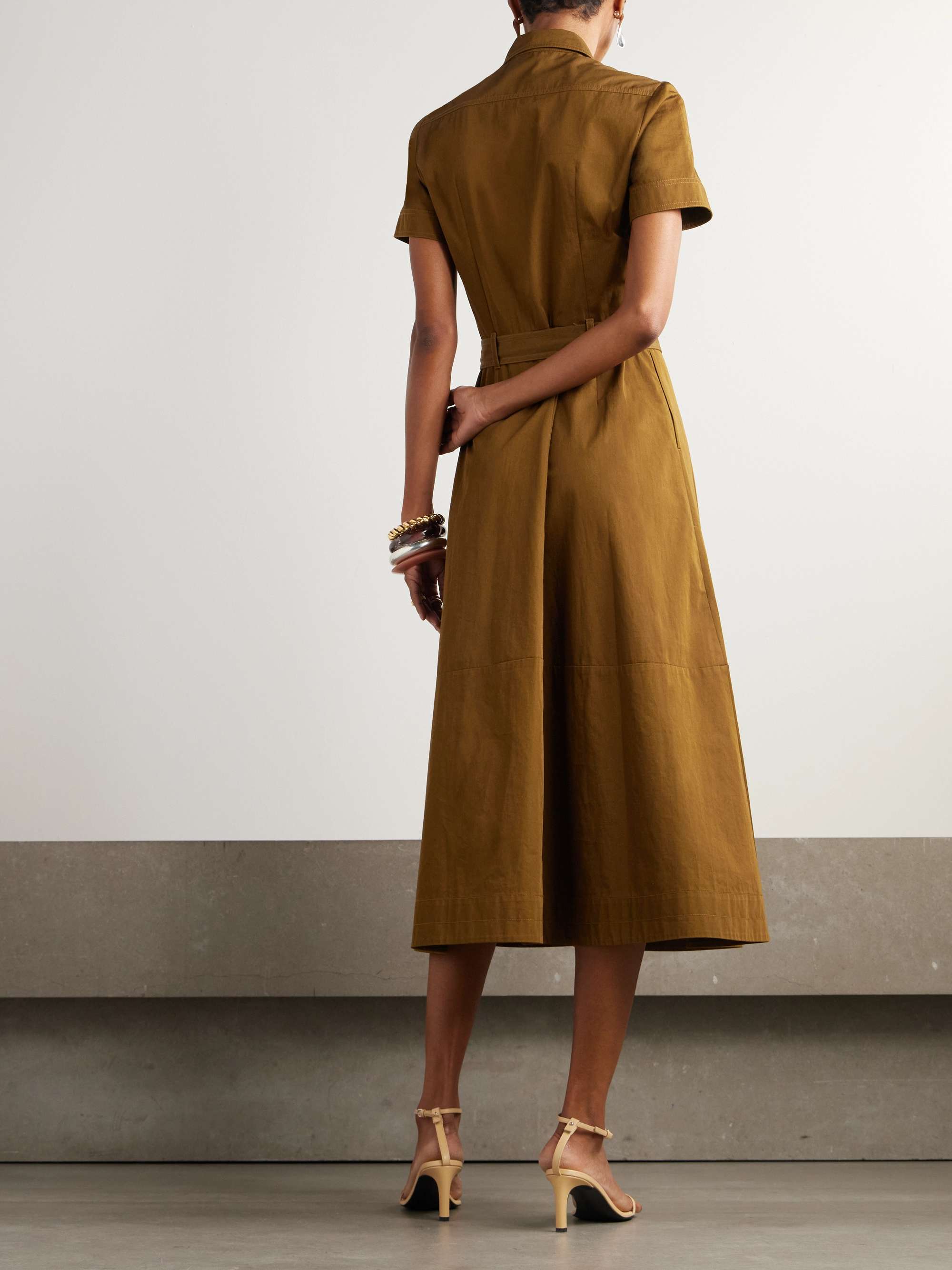 Giselle belted cotton-drill midi shirt dress view