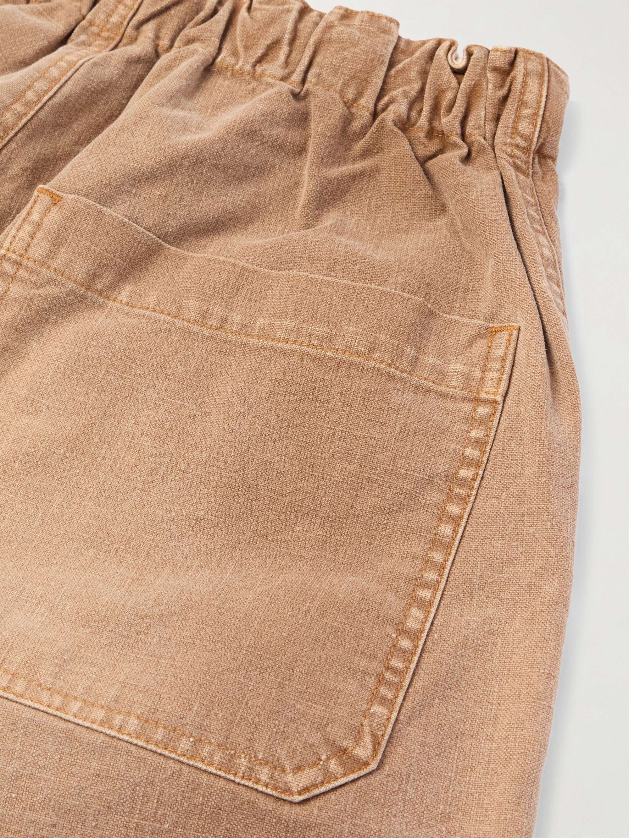 Wide-Leg Appliquéd Distressed Panelled Denim Shorts view