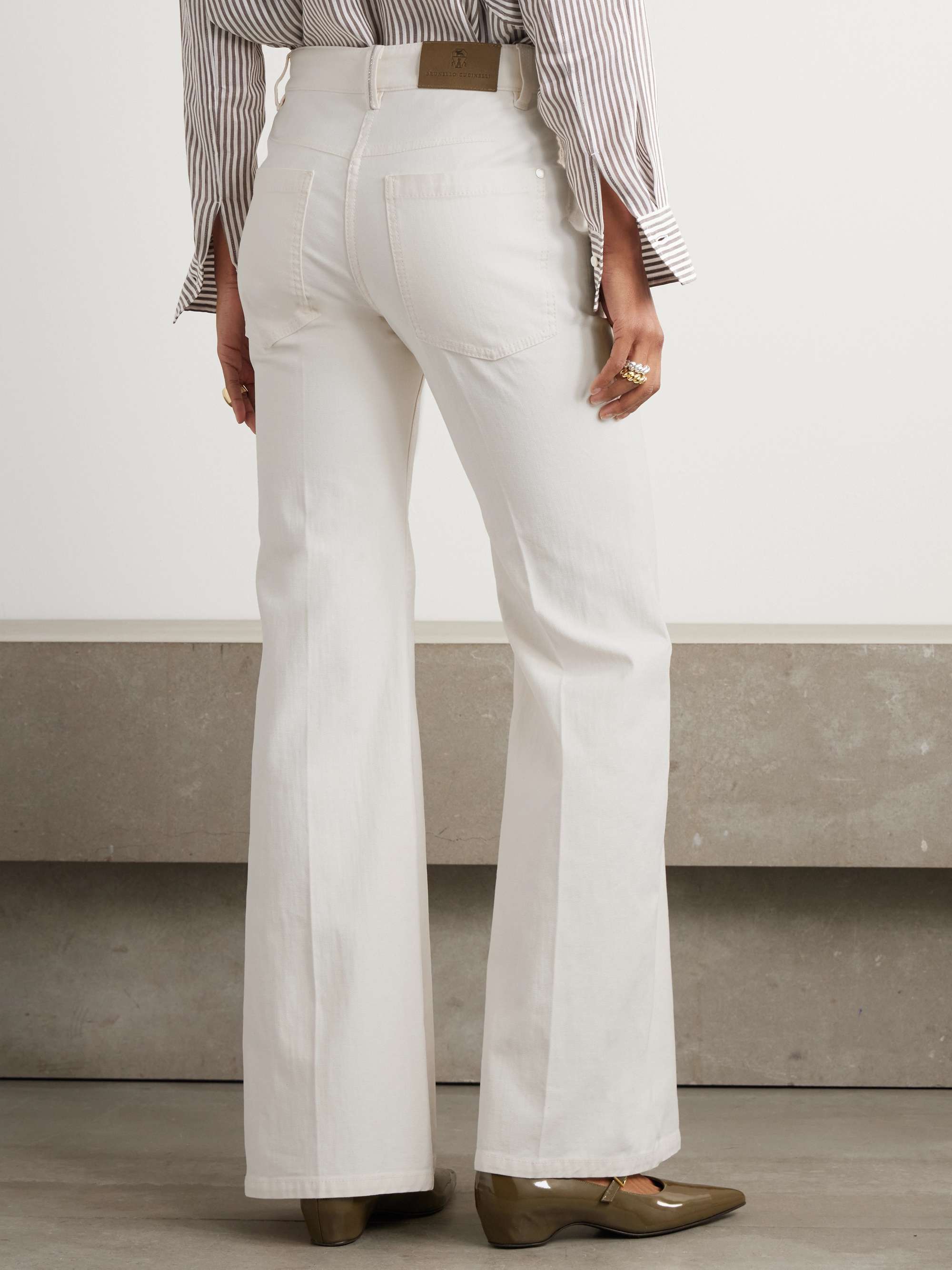 Cotton-blend twill flared pants view