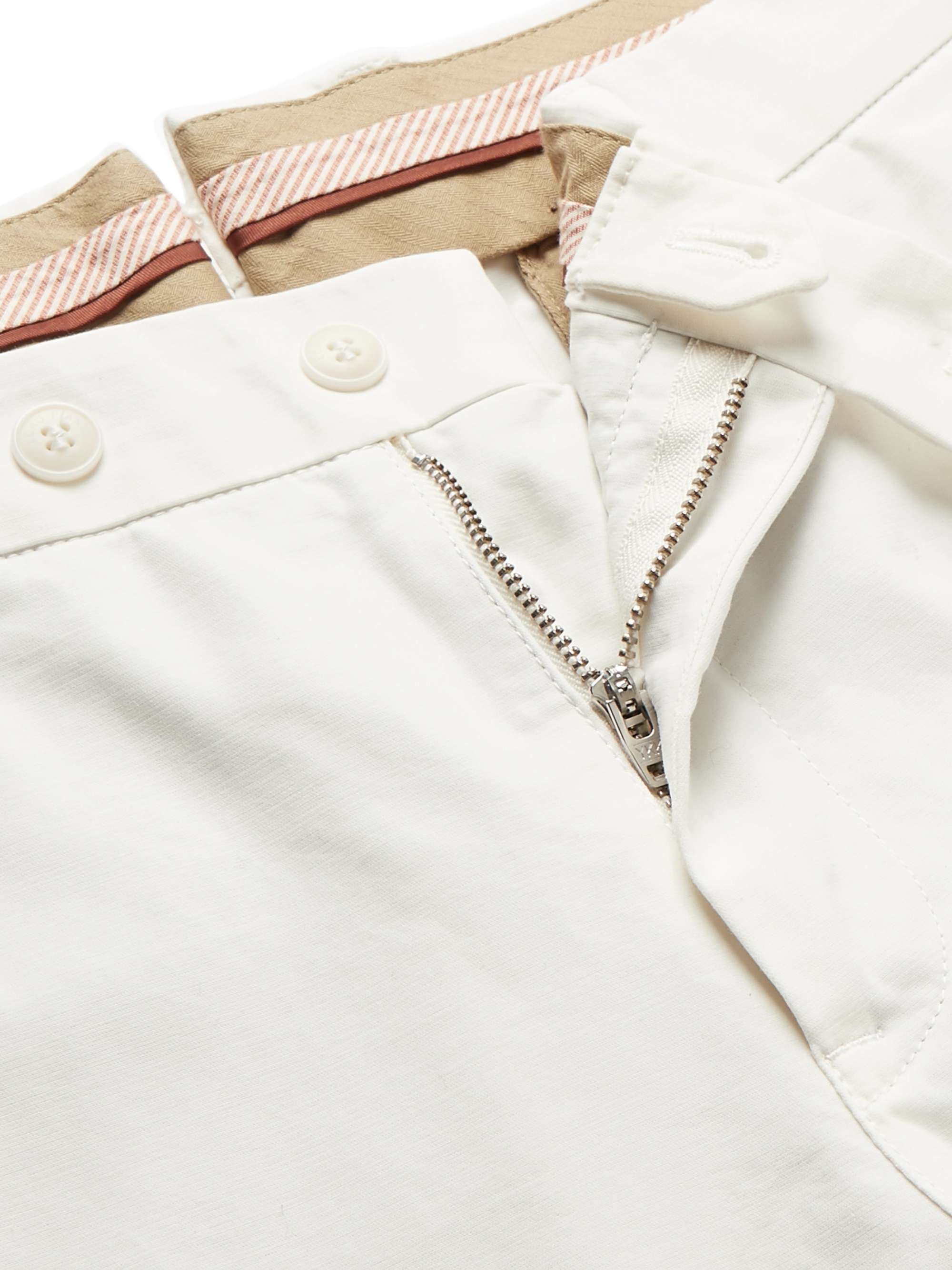 Slim-Fit Washed Cotton-Blend Trousers view