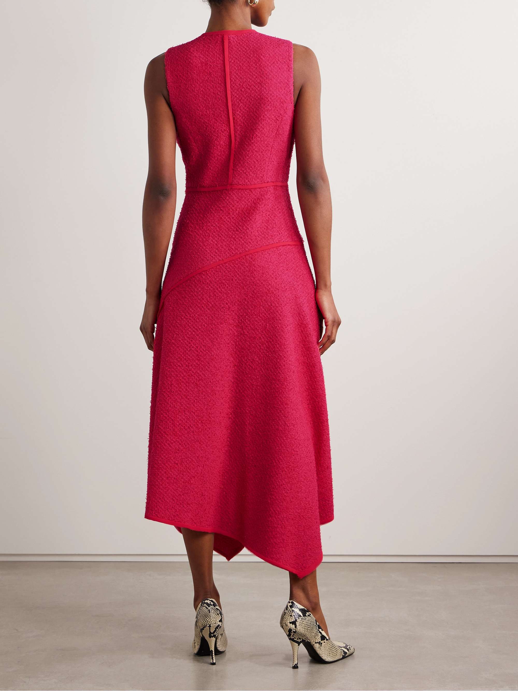 Florence chiffon-trimmed cotton-blend tweed midi dress view