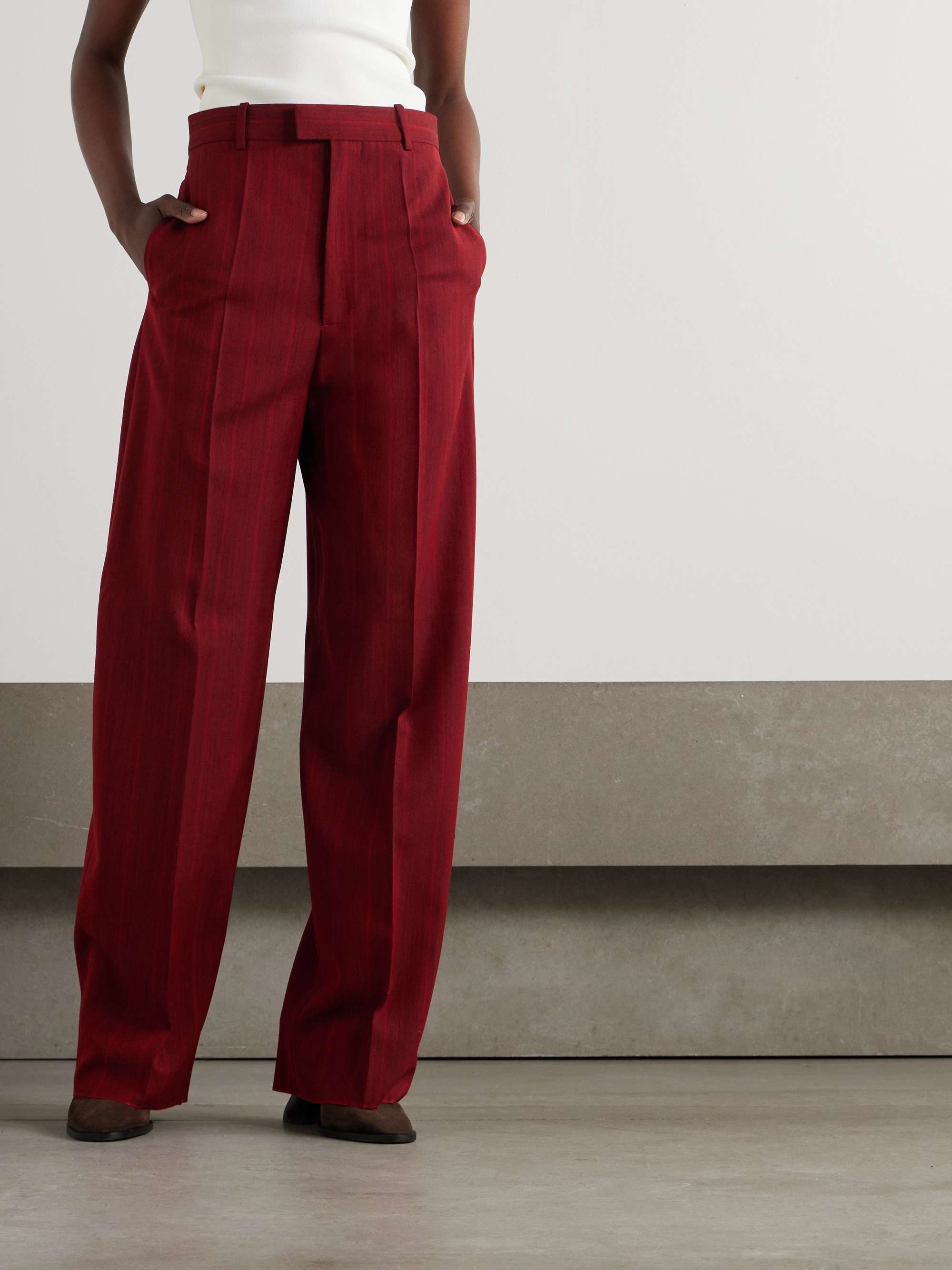 Striped wool-blend pants view