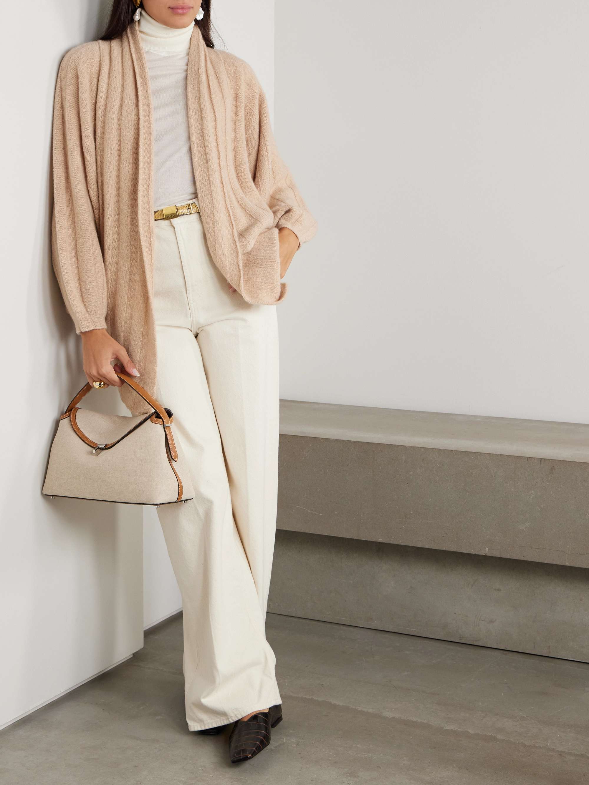 Ribbed-knit cashmere and silk-blend cardigan view