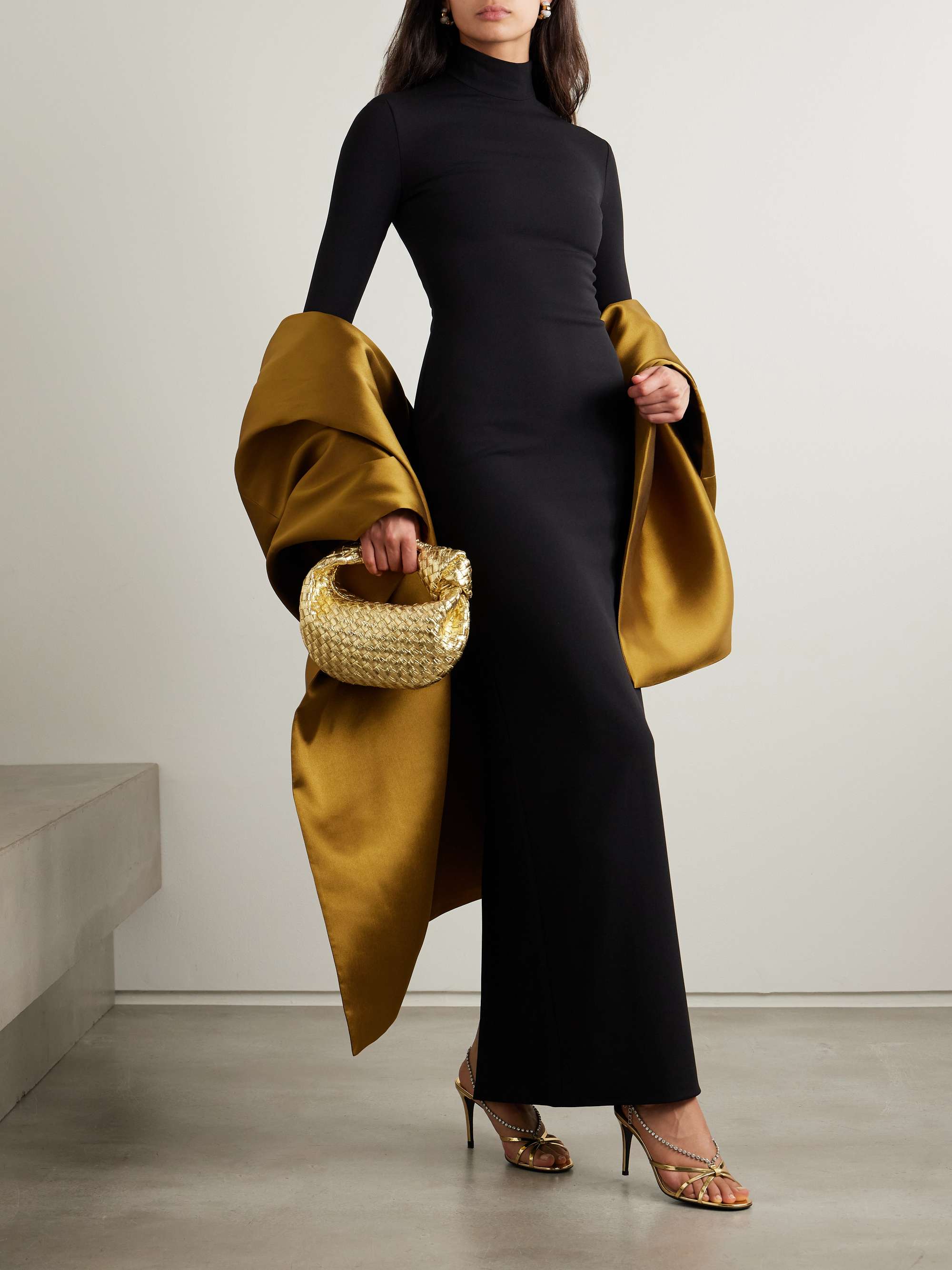 Lyana draped satin-twill and stretch-crepe maxi dress view