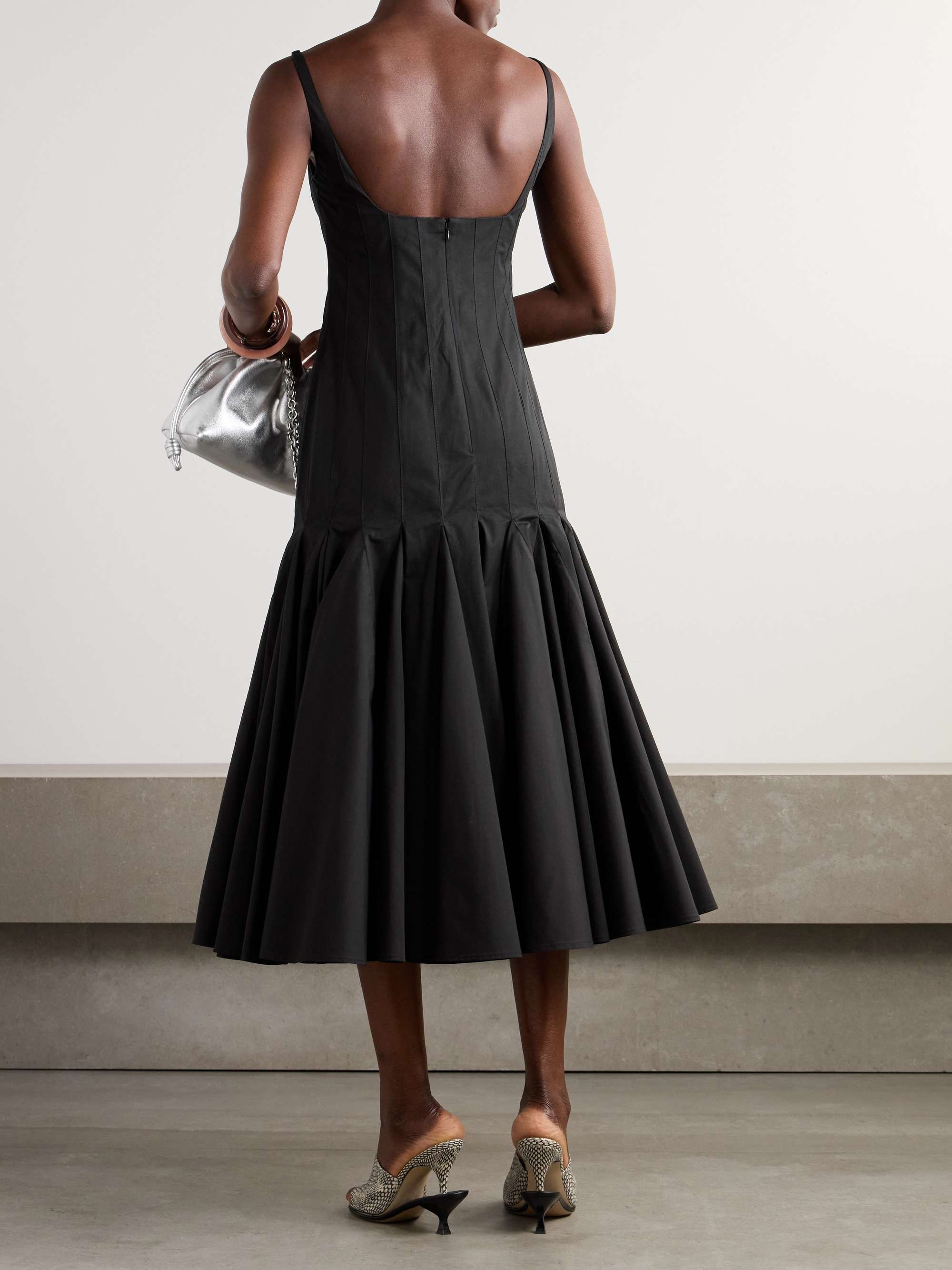 Agave pleated paneled cotton-poplin midi dress view