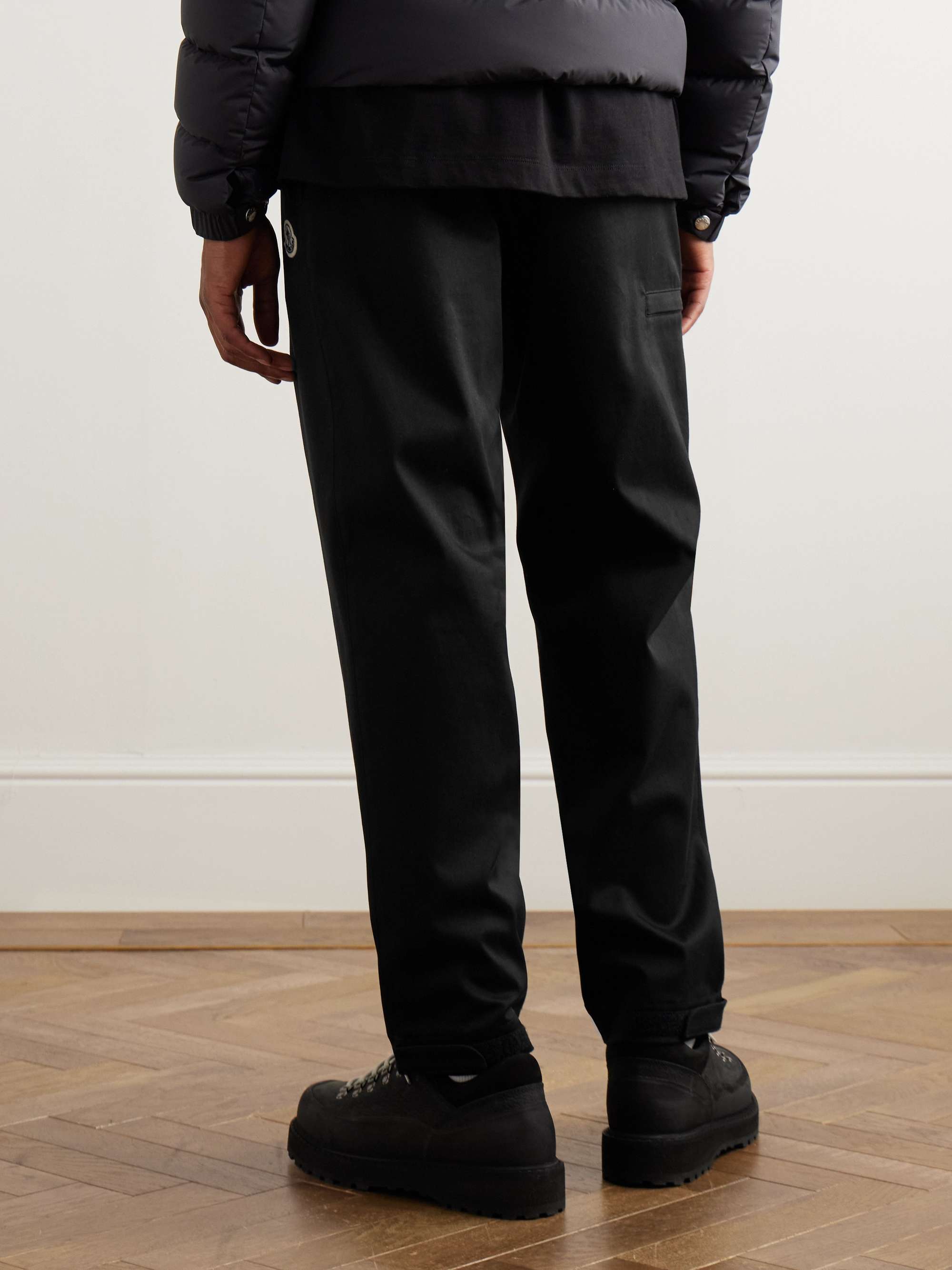 Straight-Leg Logo-Appliquèd Cotton-Blend Gabardine Trousers view