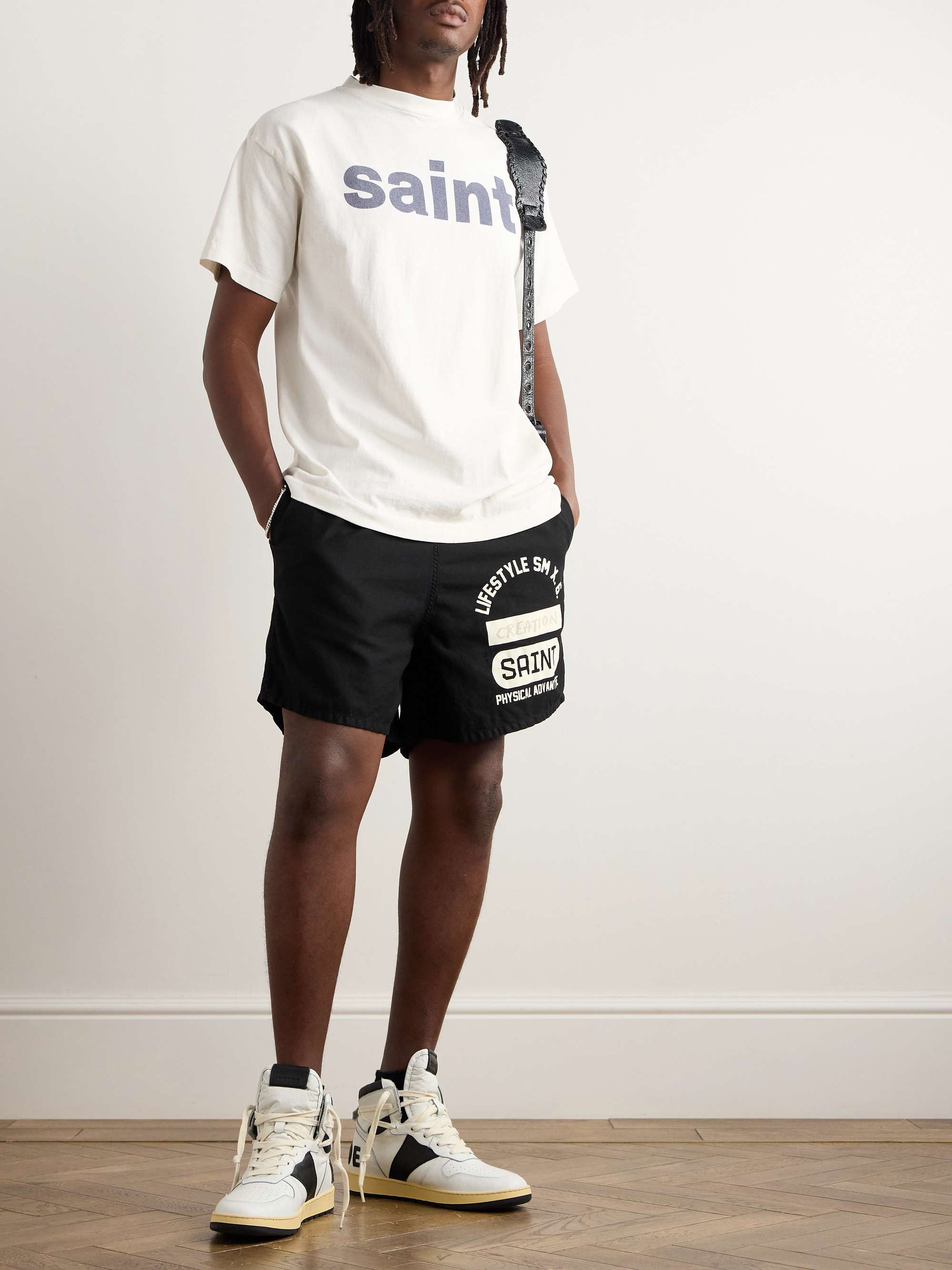 Straight-Leg Logo-Print Cotton-Jersey Shorts view