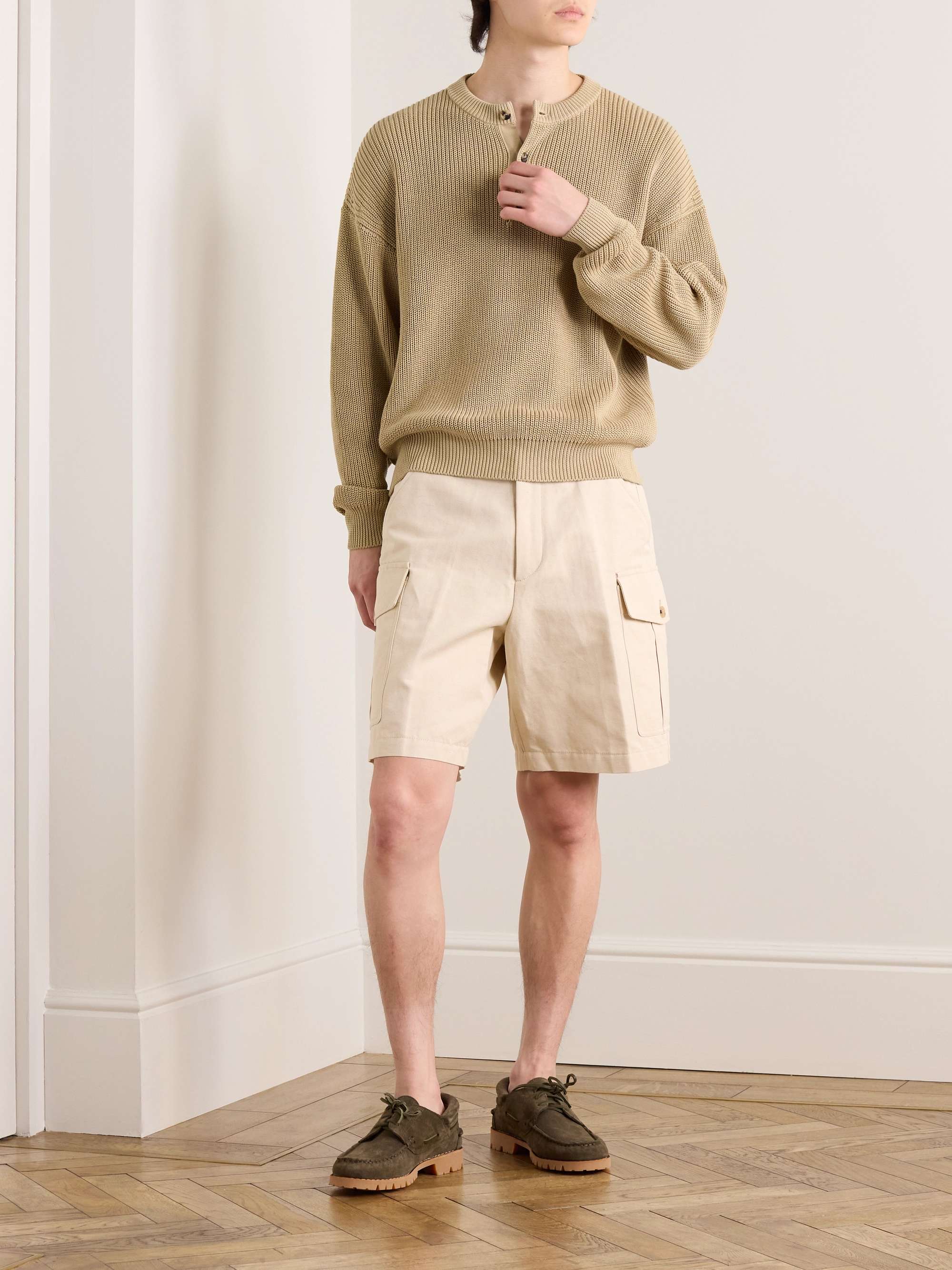 Ribbed Cotton Henley Sweater view