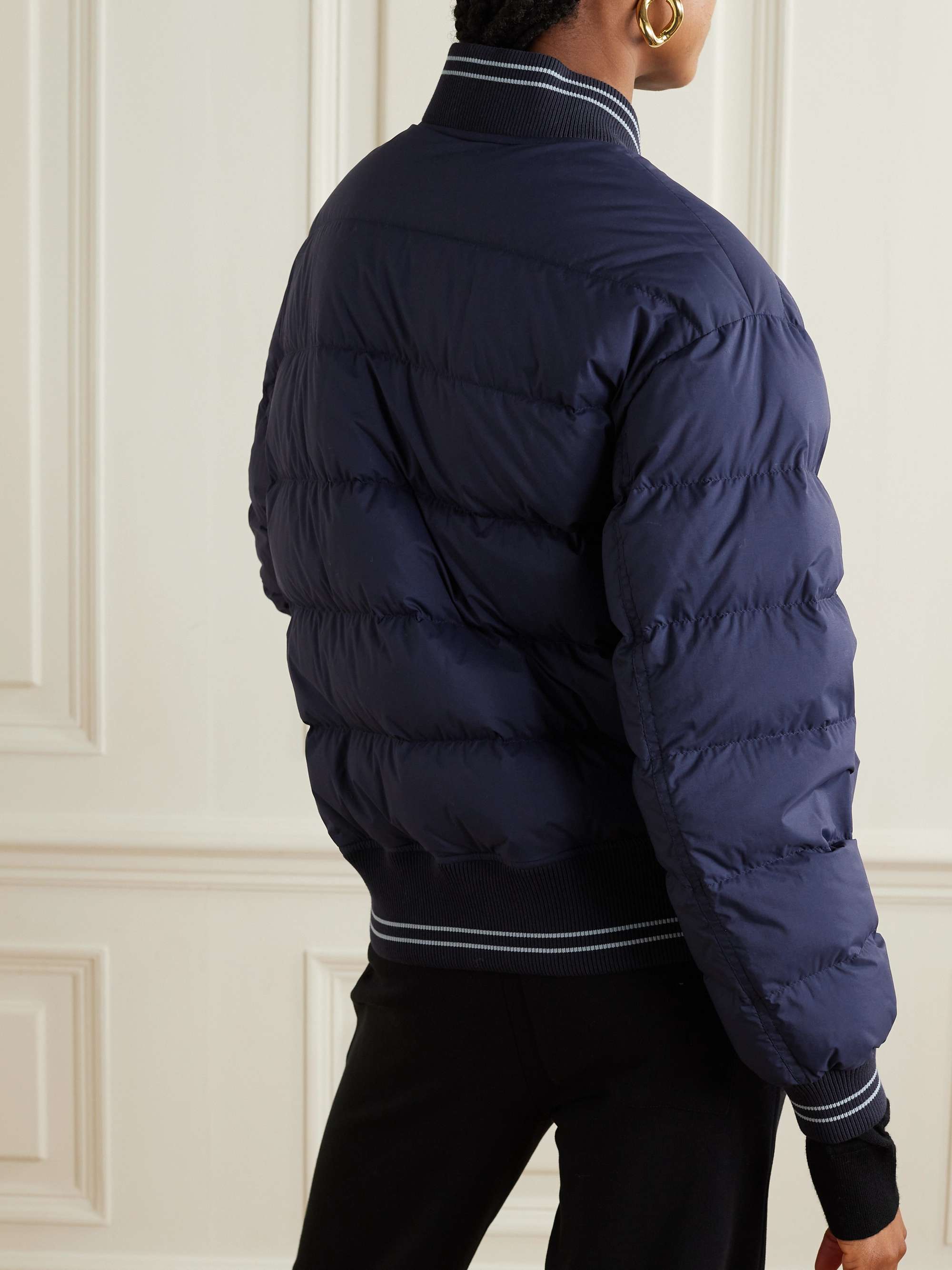 Argo ribbed knit-trimmed quilted shell down bomber jacket view