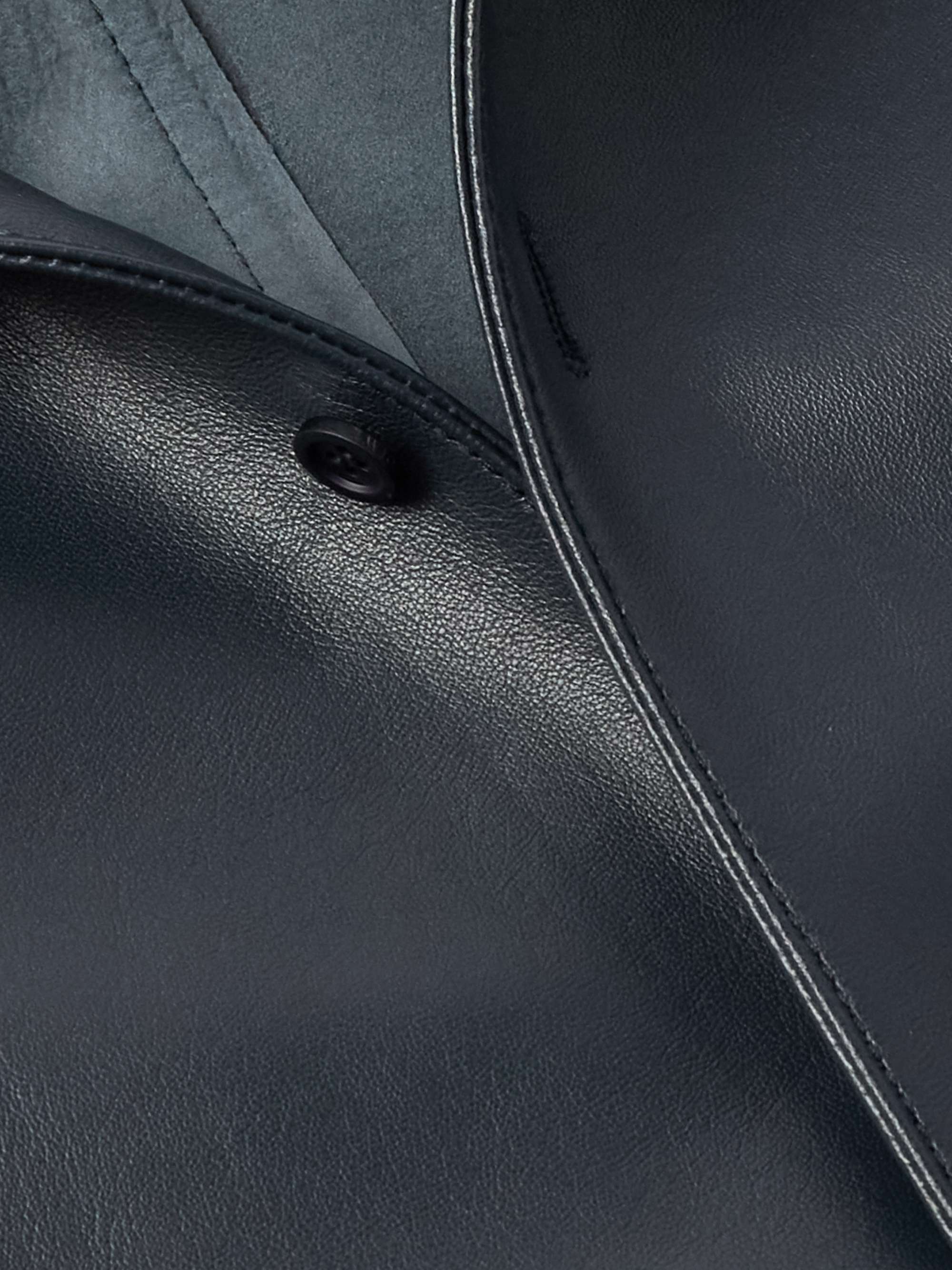 Anagram Logo-Embossed Panelled Leather Shirt view