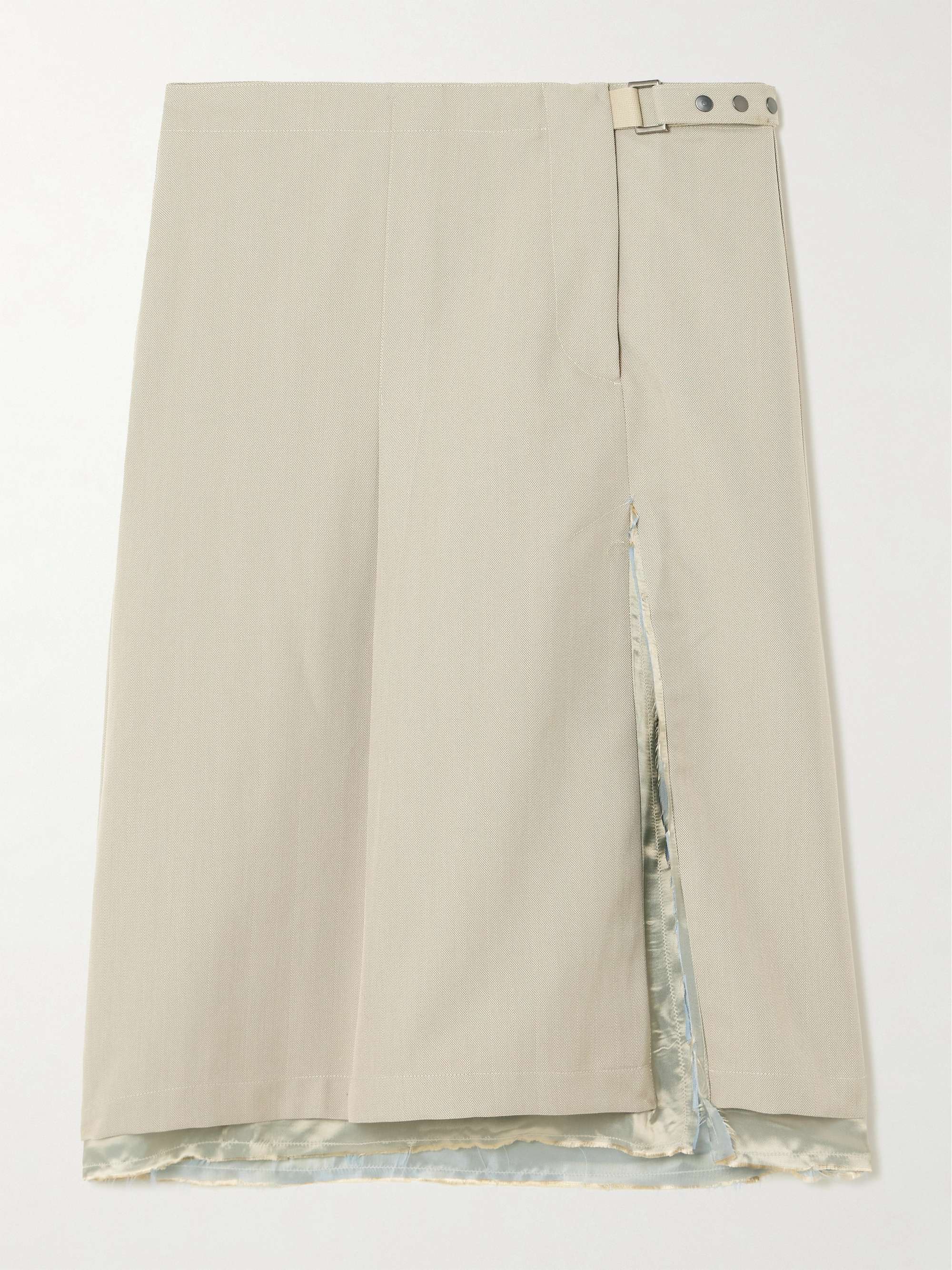 Clasp frayed pleated woven midi skirt hero visual