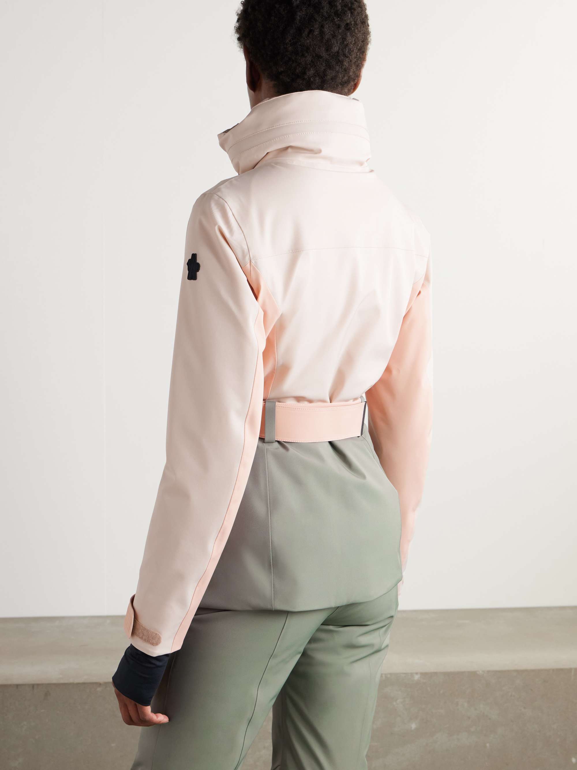 Hainets belted hooded padded color-block ski jacket view