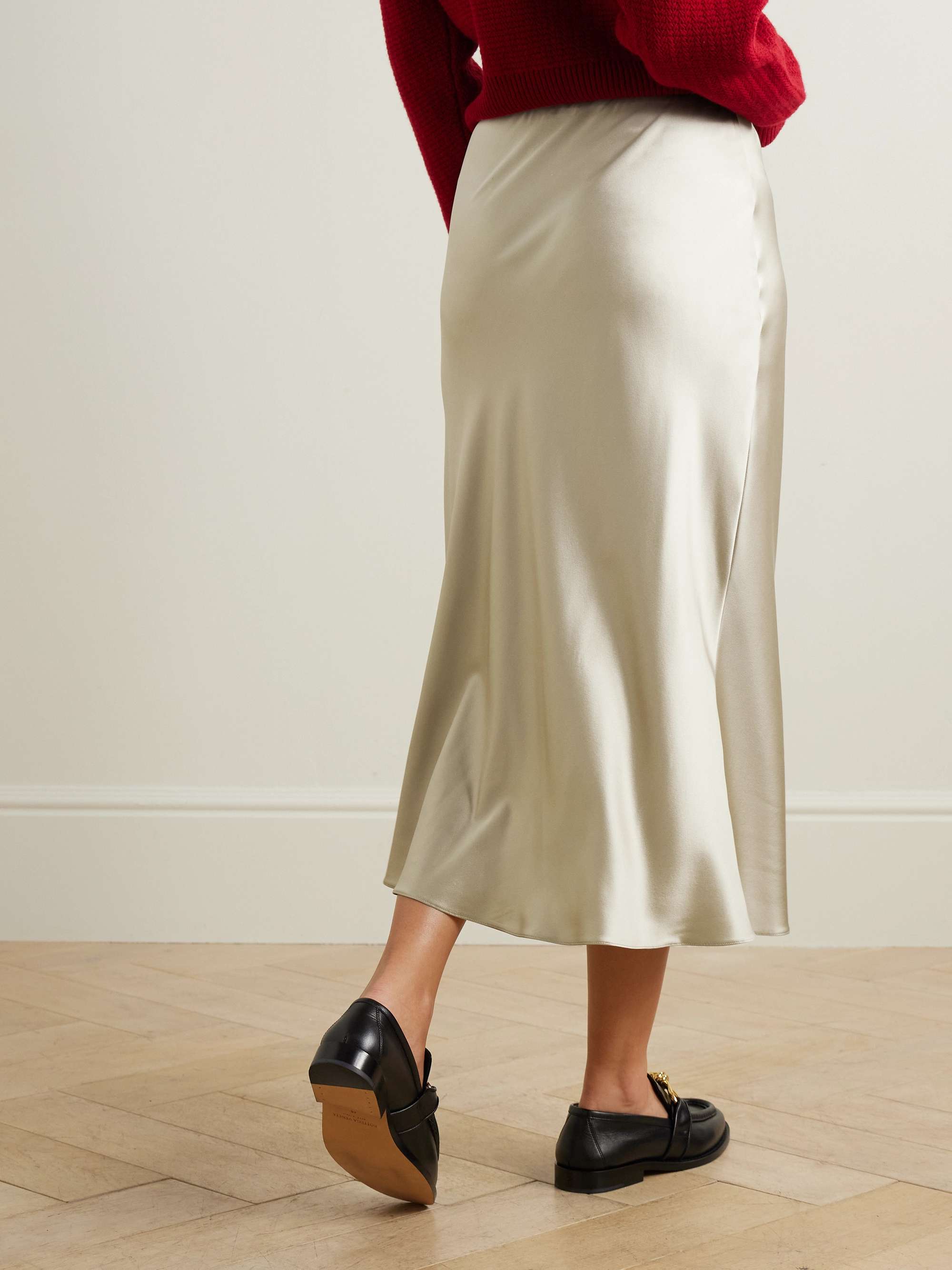 Carnet silk-satin midi skirt view