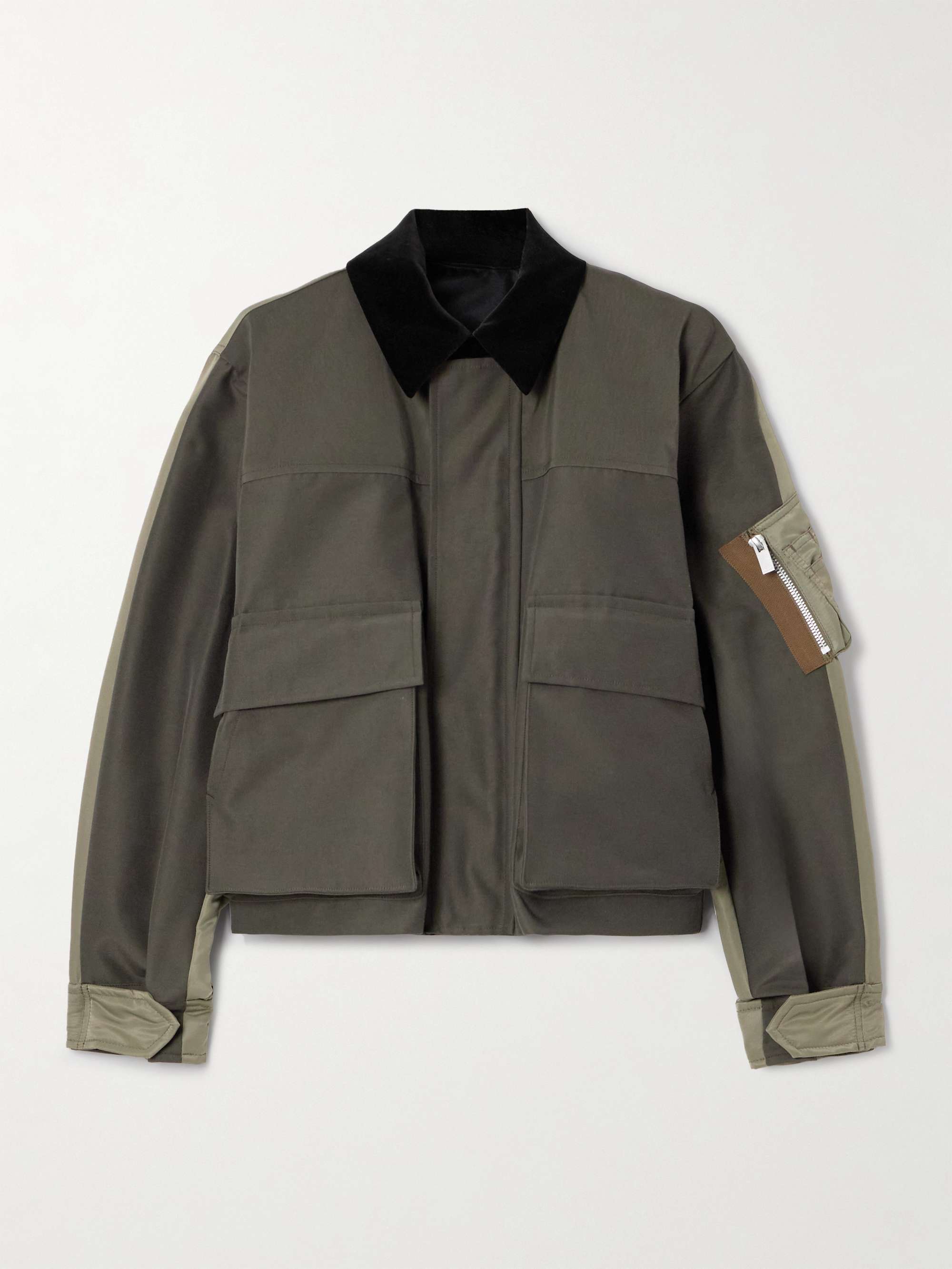 Velvet and satin-trimmed cotton-blend twill jacket hero visual