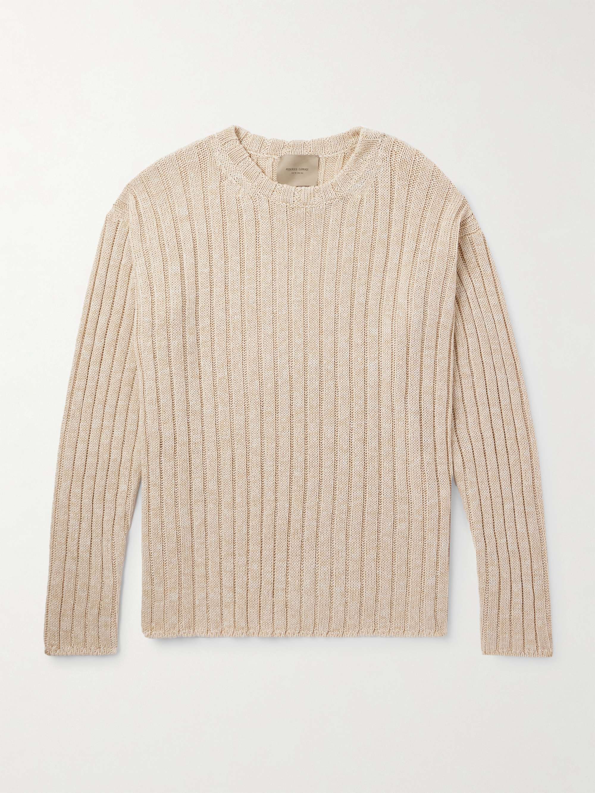 Ribbed Linen and Organic Cotton-Blend Sweater hero visual
