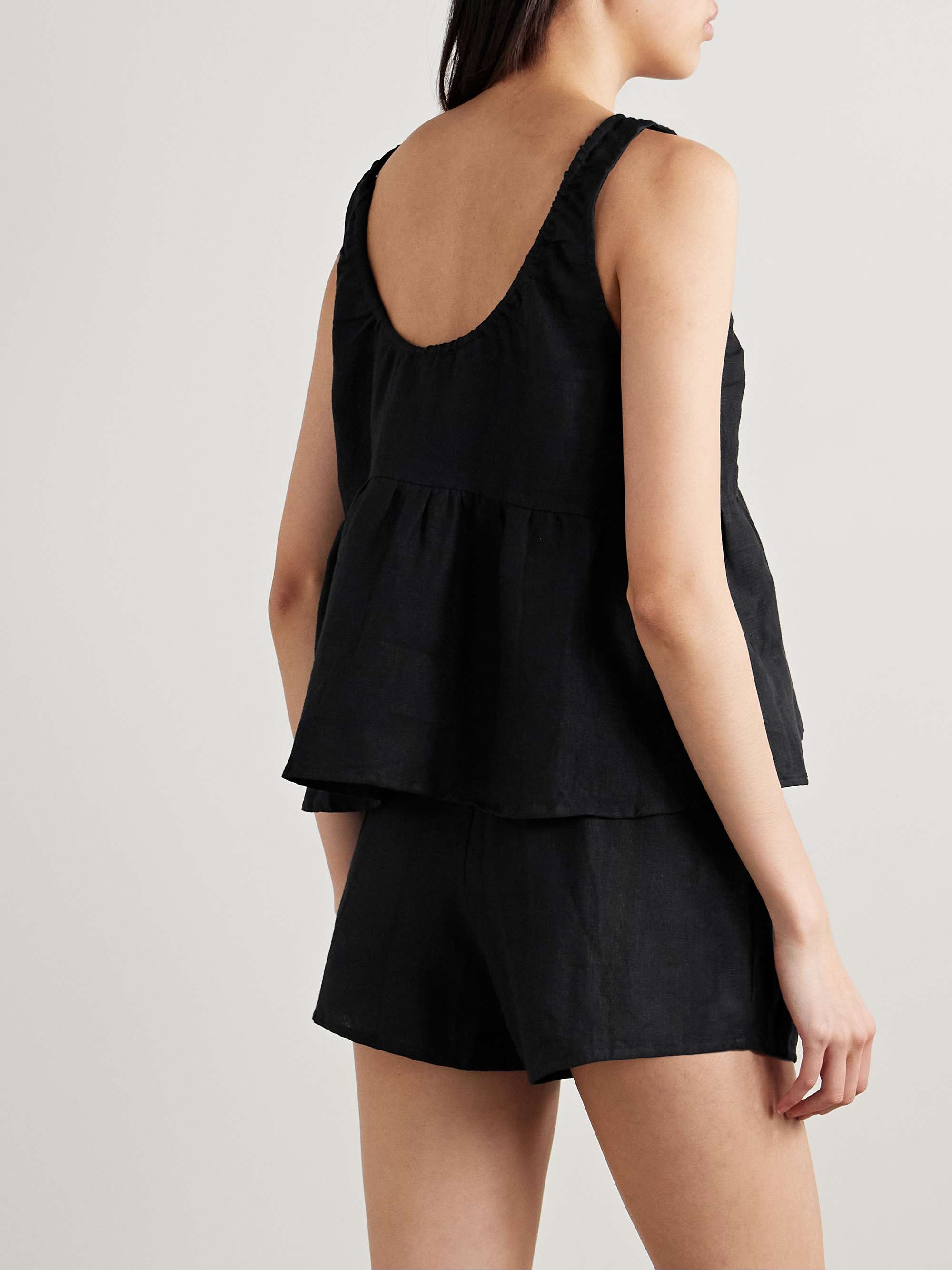 Linen tank and shorts pajama set view