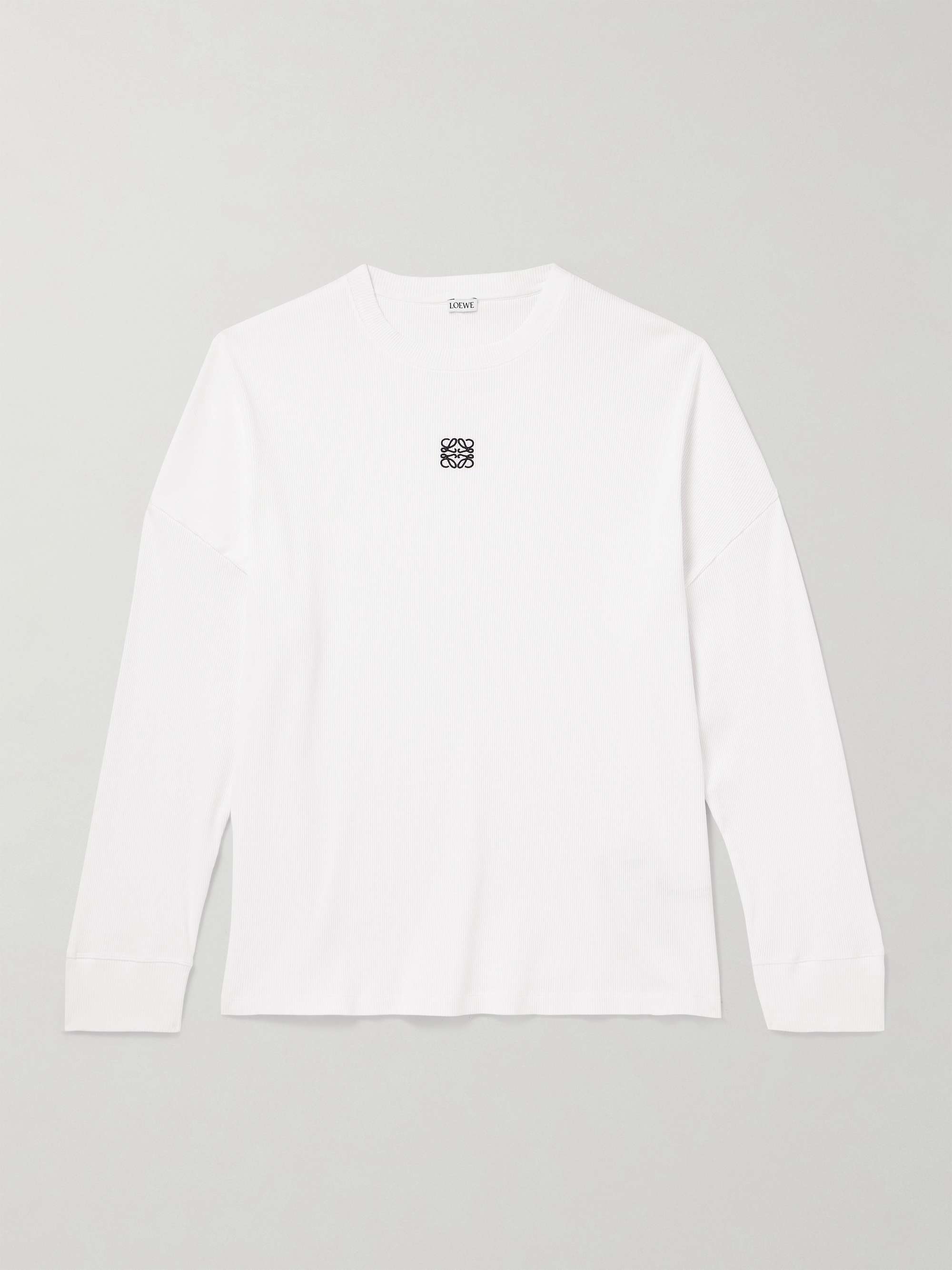Oversized Logo-Embroidered Ribbed Cotton T-Shirt hero visual