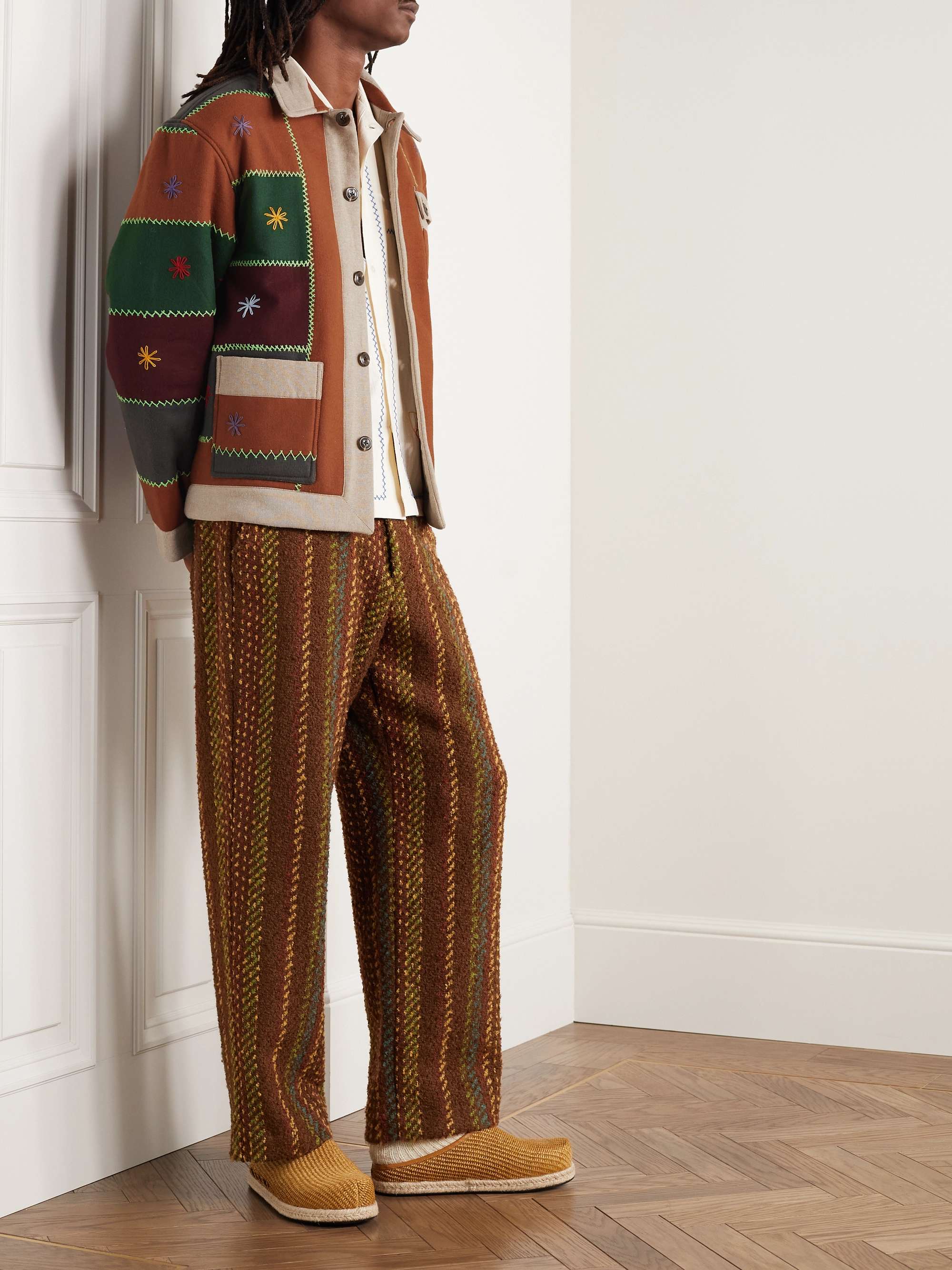 Embroidered Patchwork Wool-Blend Jacket view