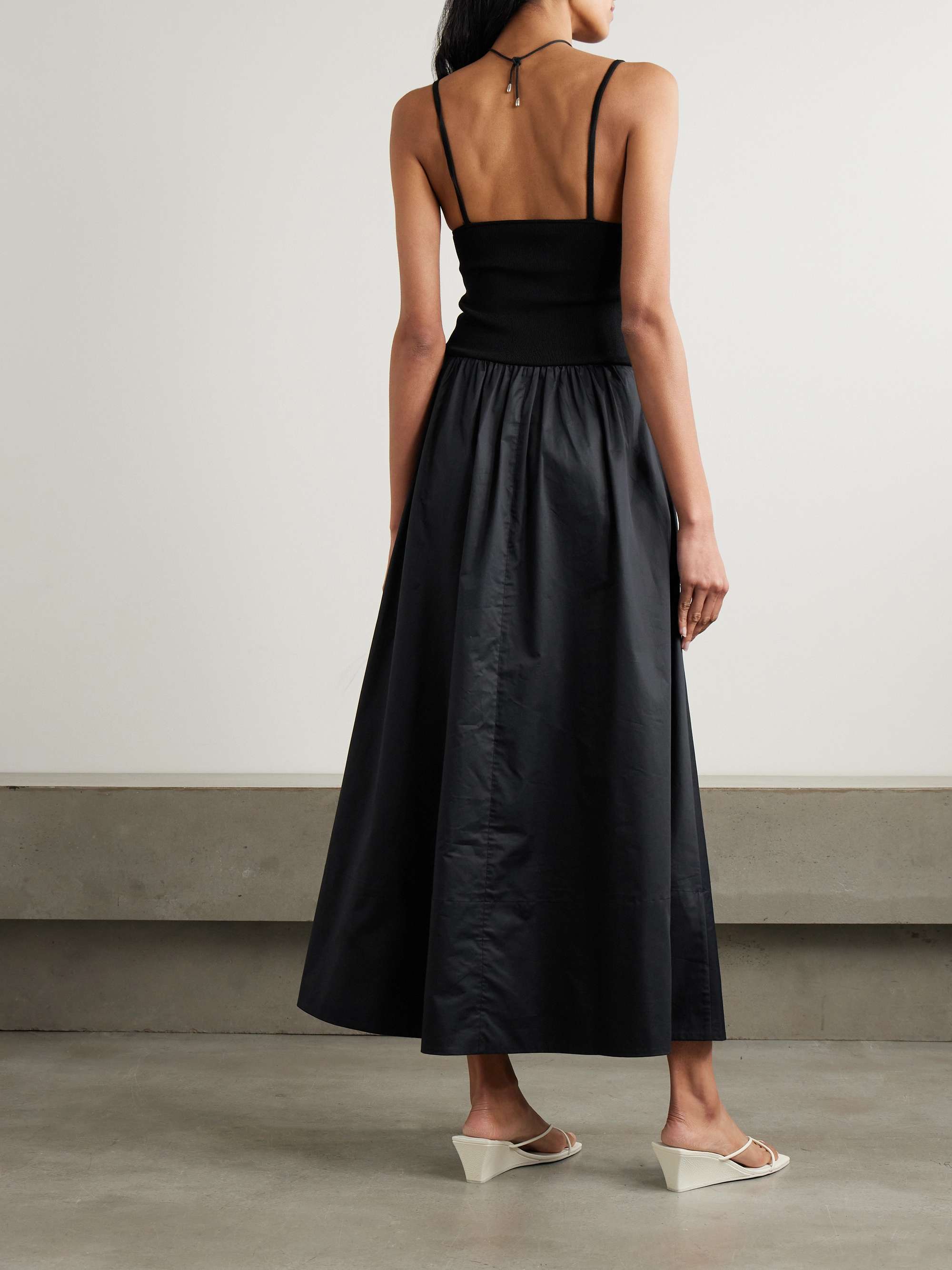 Cutout ribbed-knit and cotton-poplin maxi dress view