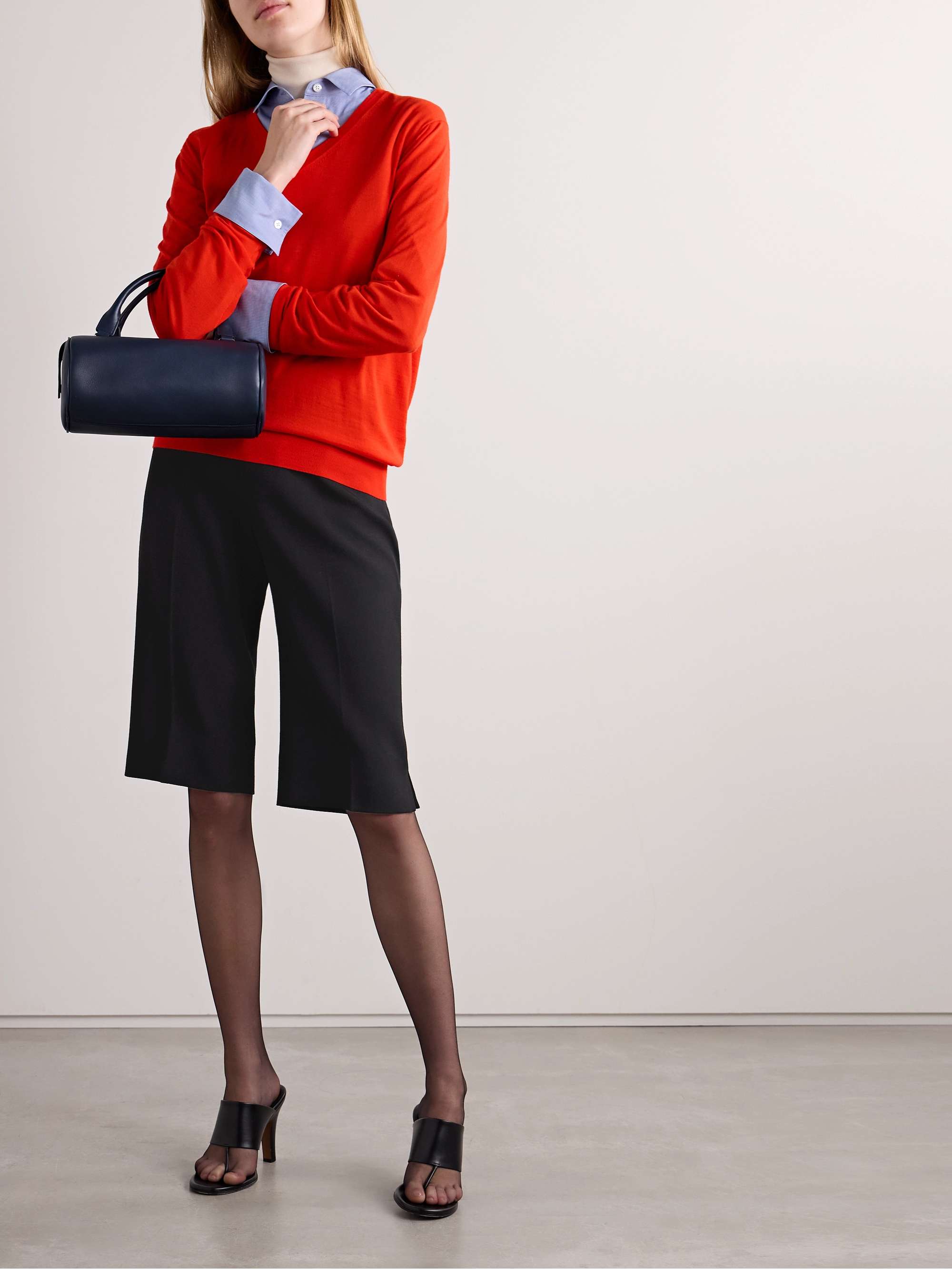 Adelie cropped wool and silk-blend crepe straight-leg pants view