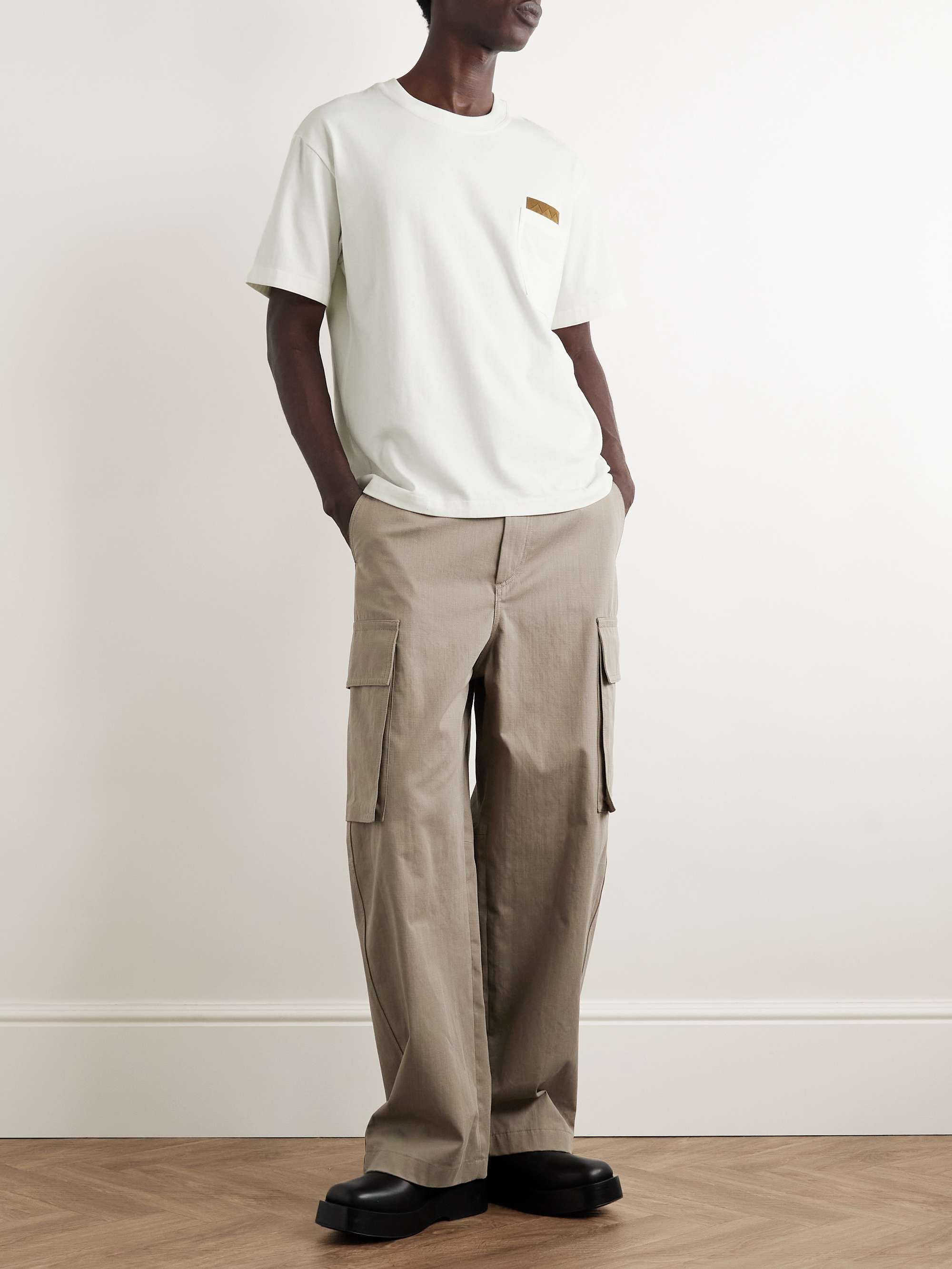 Intrecciato Suede-Trimmed Cotton-Jersey T-Shirt view