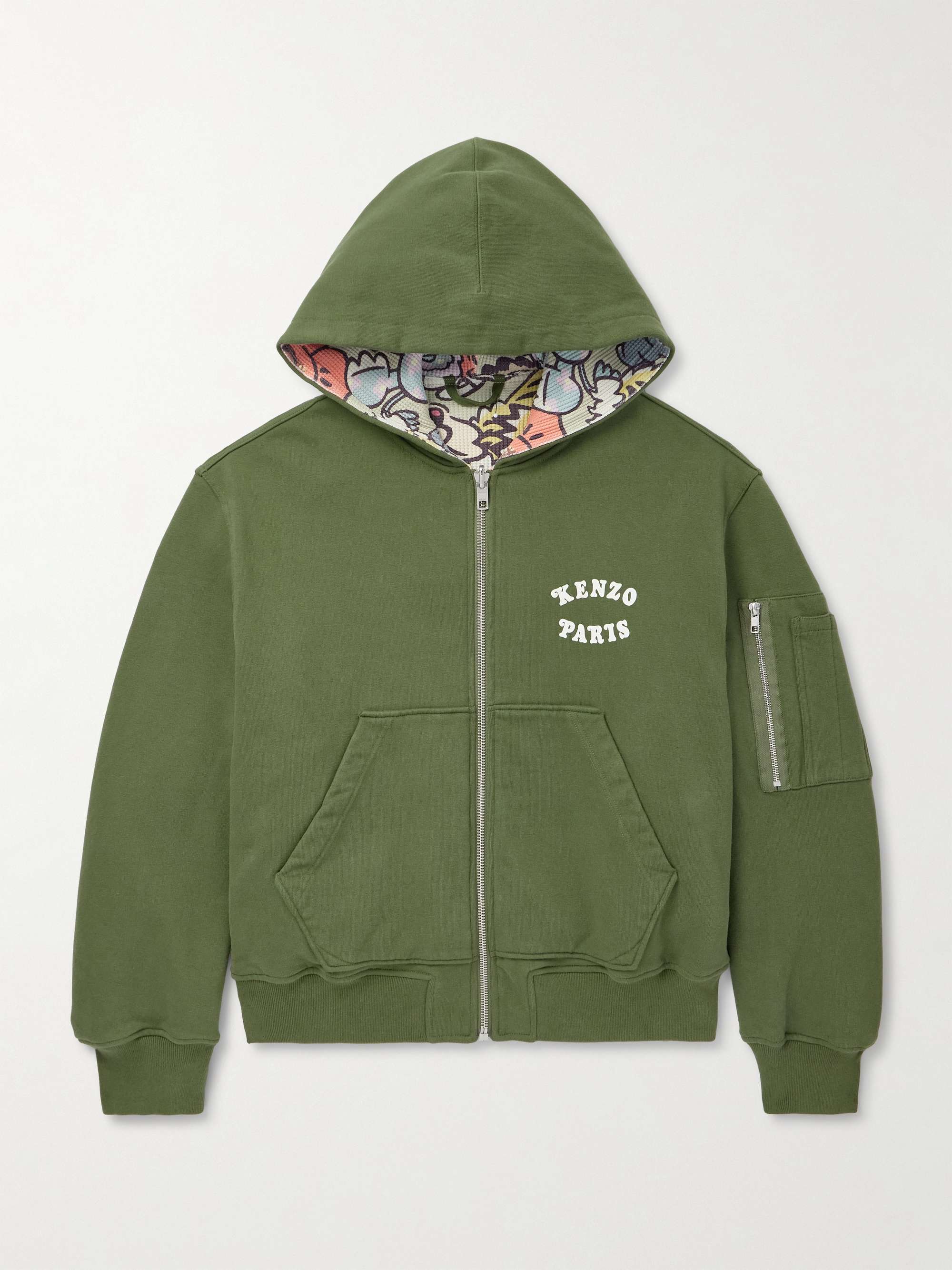 + Verdy Market Logo-Print Reversible Cotton-Blend Jersey and Waffle-Knit Zip-Up Hoodie hero visual