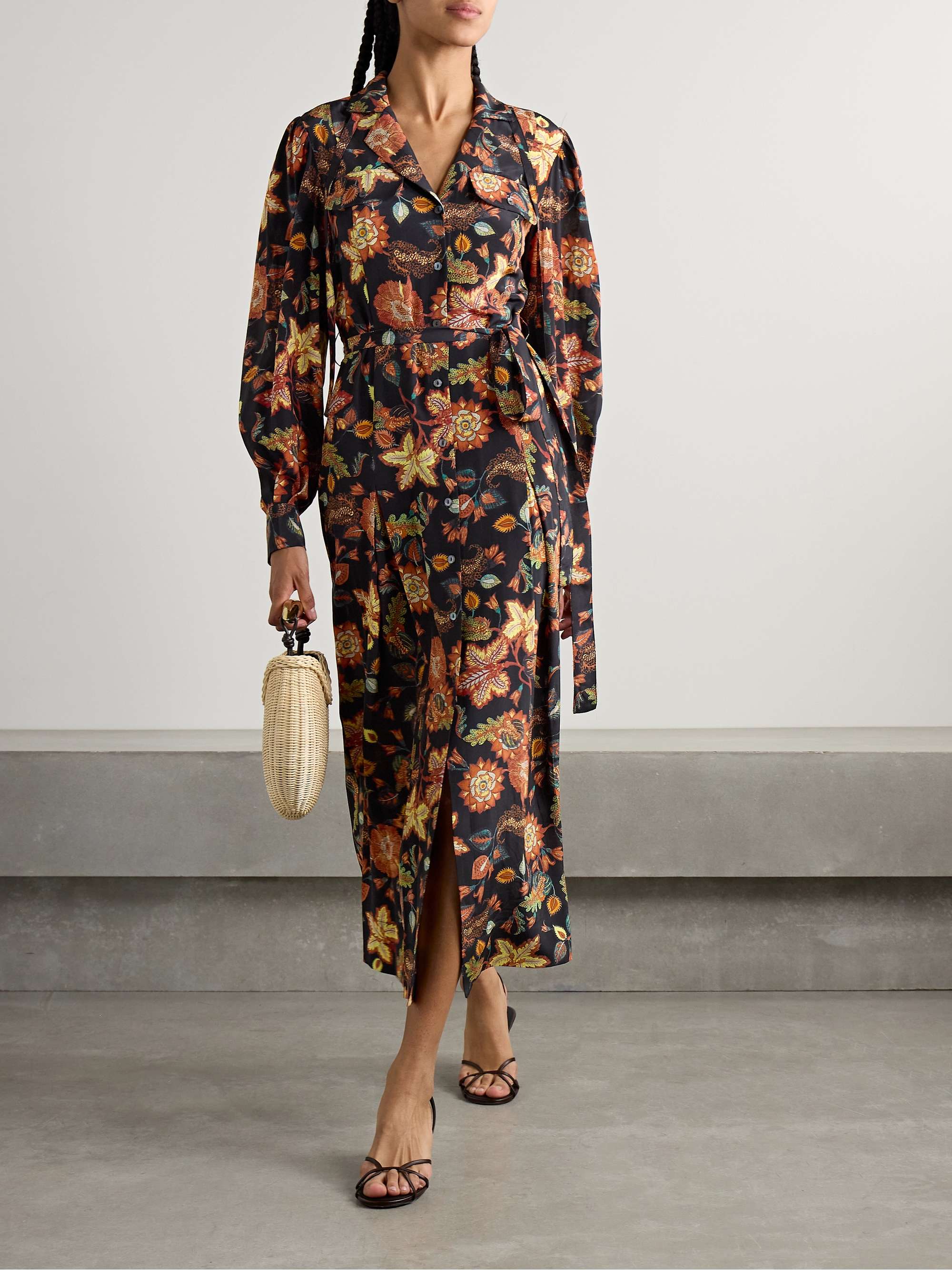 Giselle belted floral-print silk midi dress view