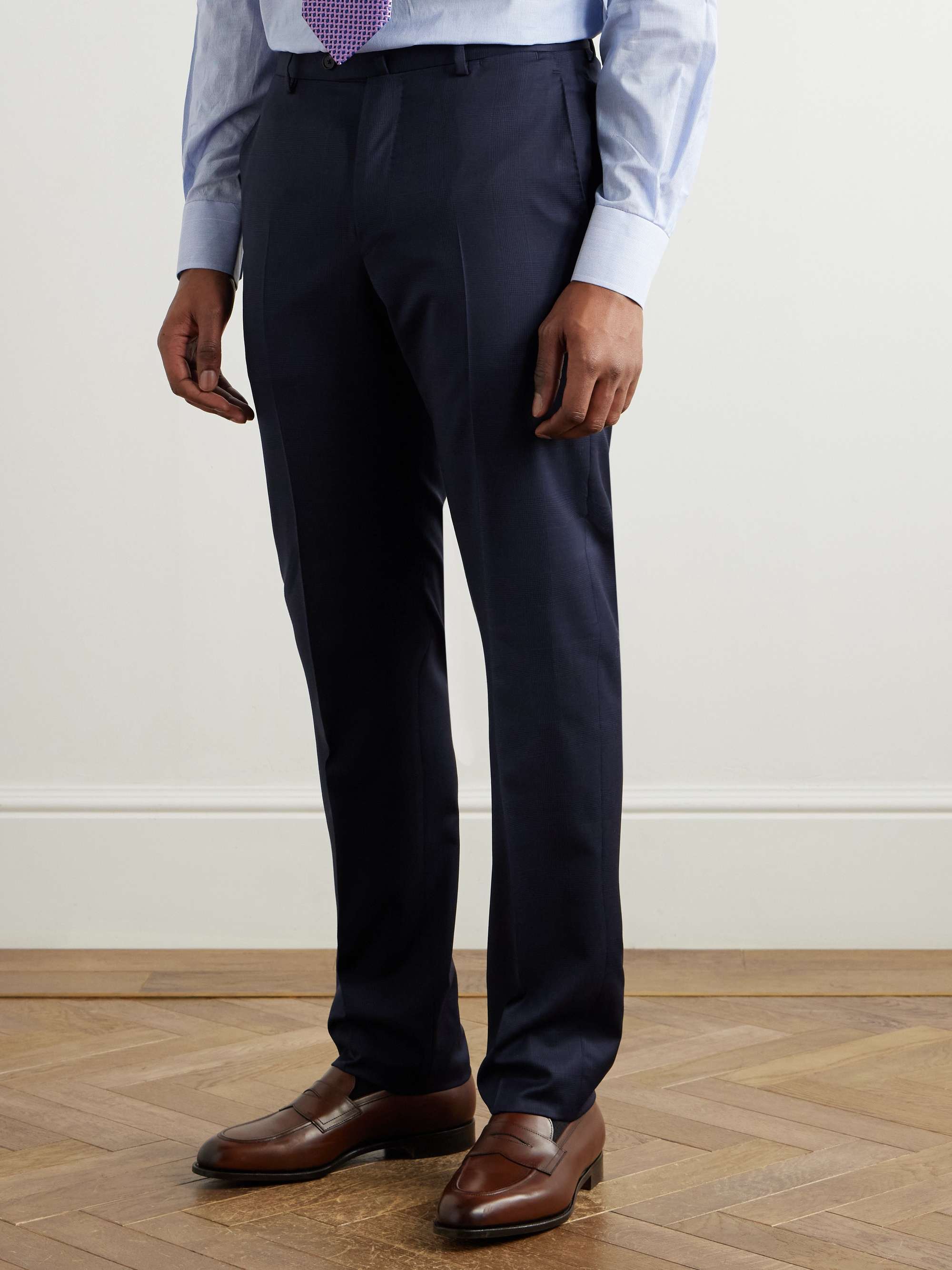 Slim-Fit Prince of Wales Checked Wool Suit Trousers view