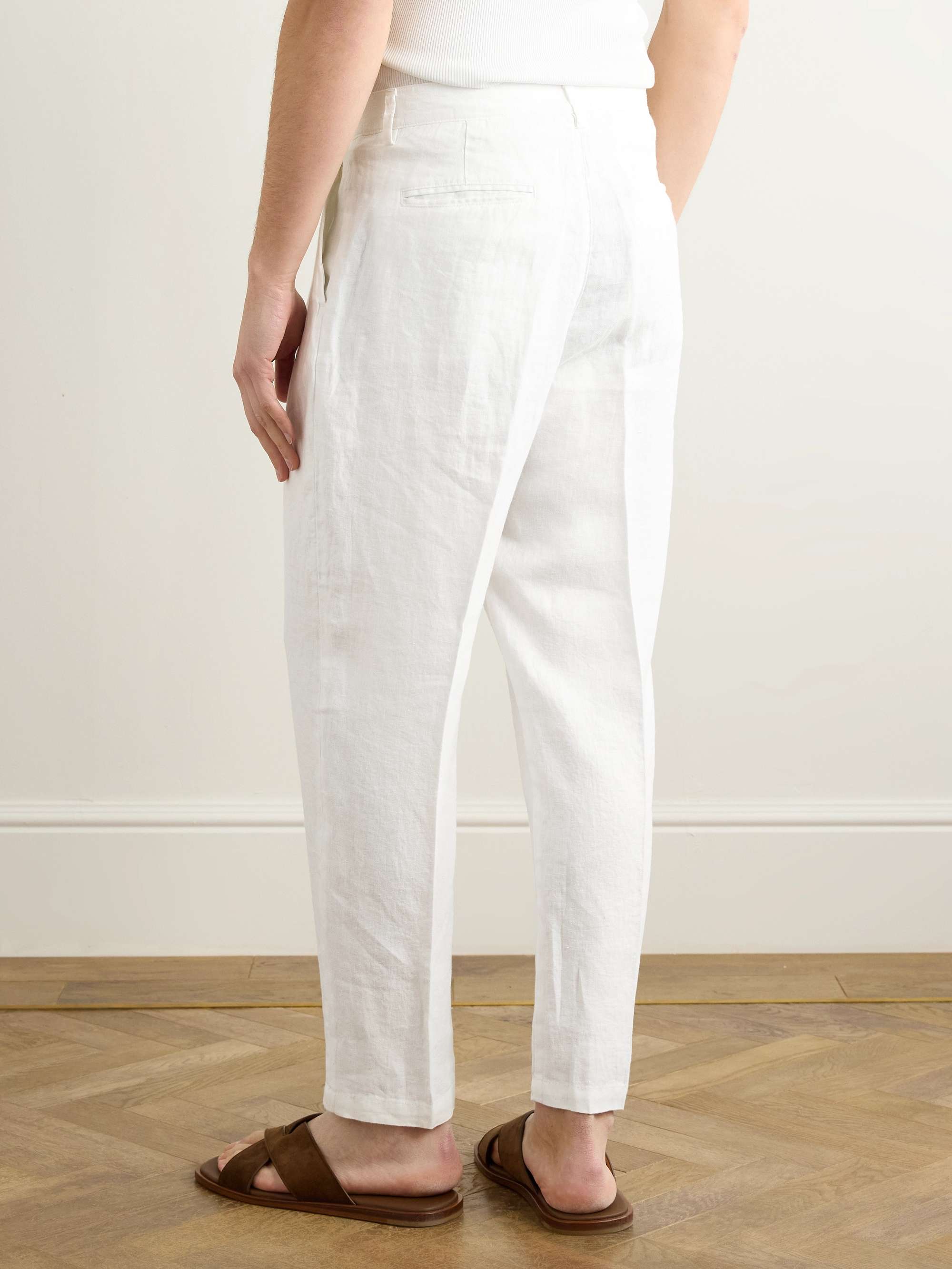 Stan Straight-Leg Pleated Linen Trousers view