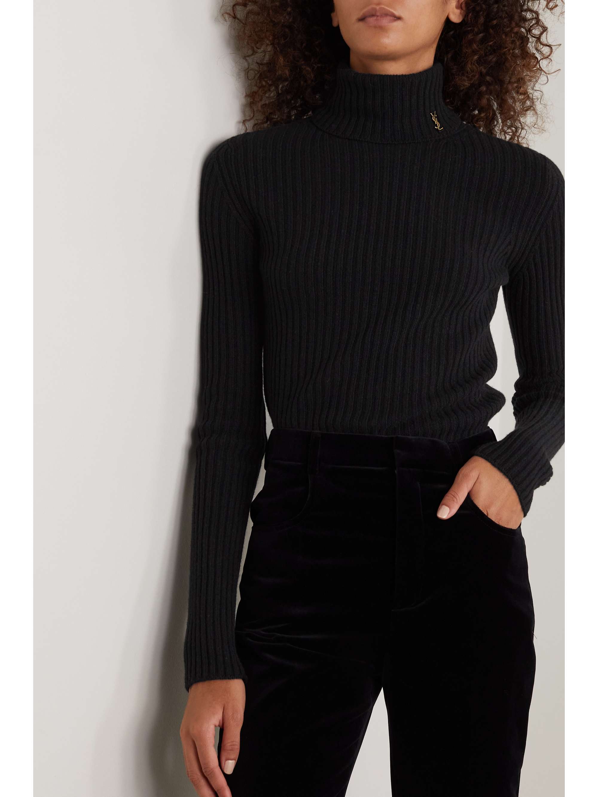 Ribbed wool and cashmere-blend turtleneck sweater view
