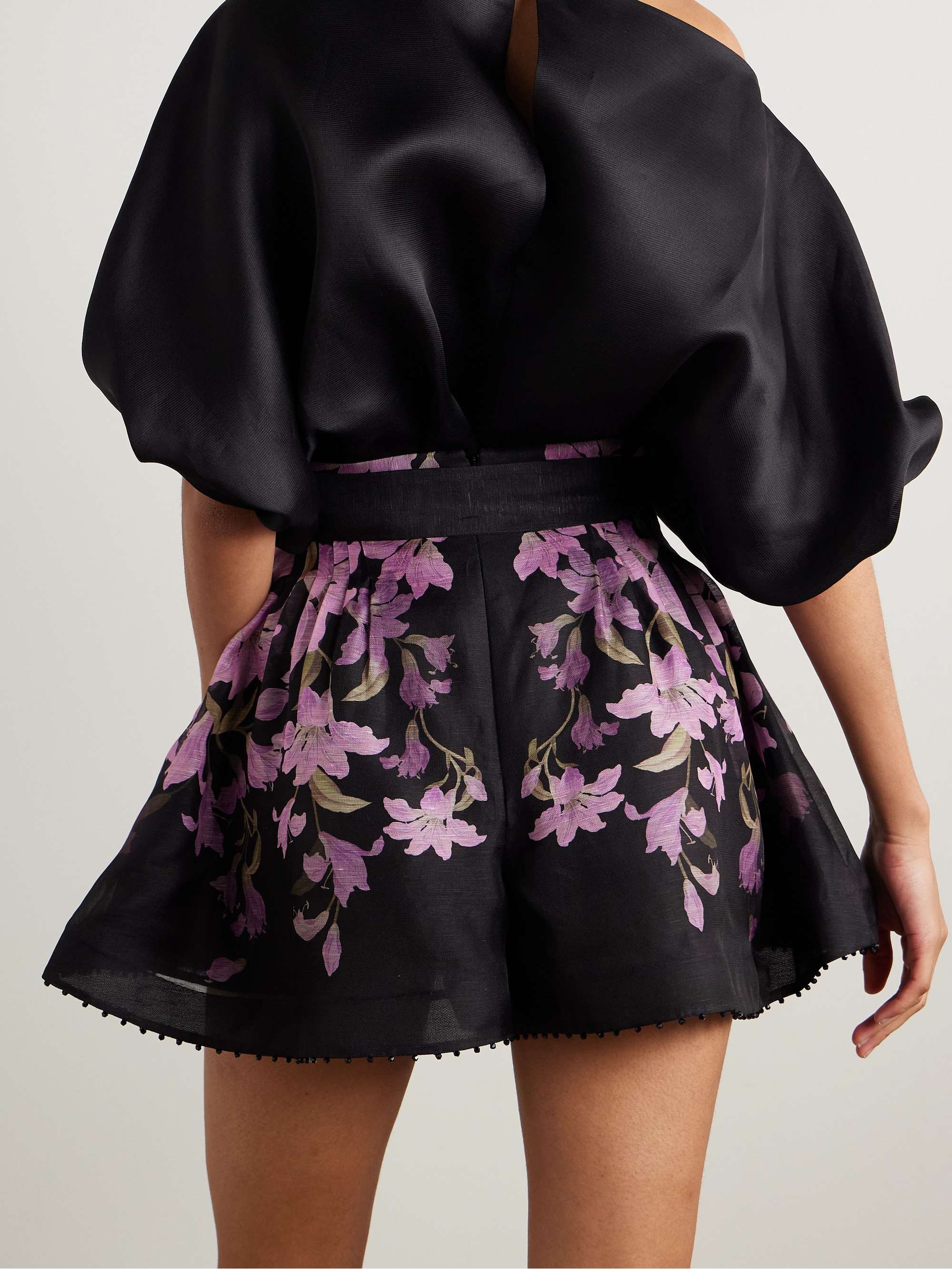 Dawning belted floral-print linen and silk-blend shorts view