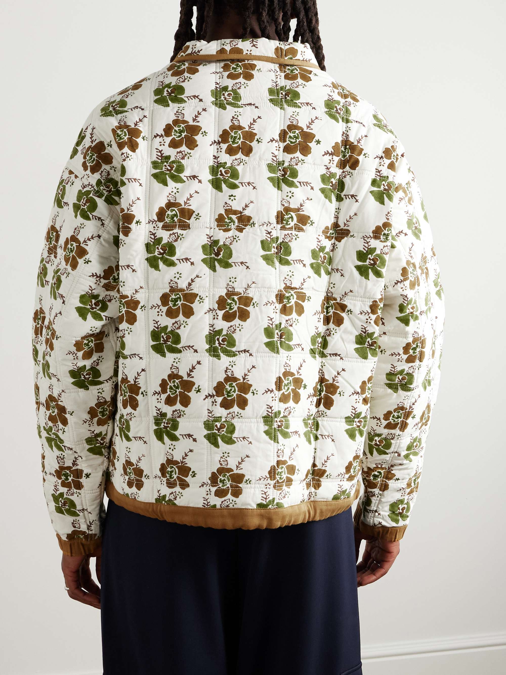Mineral Floral-Print Quilted Organic Cotton-Poplin Half-Zip Sweatshirt view