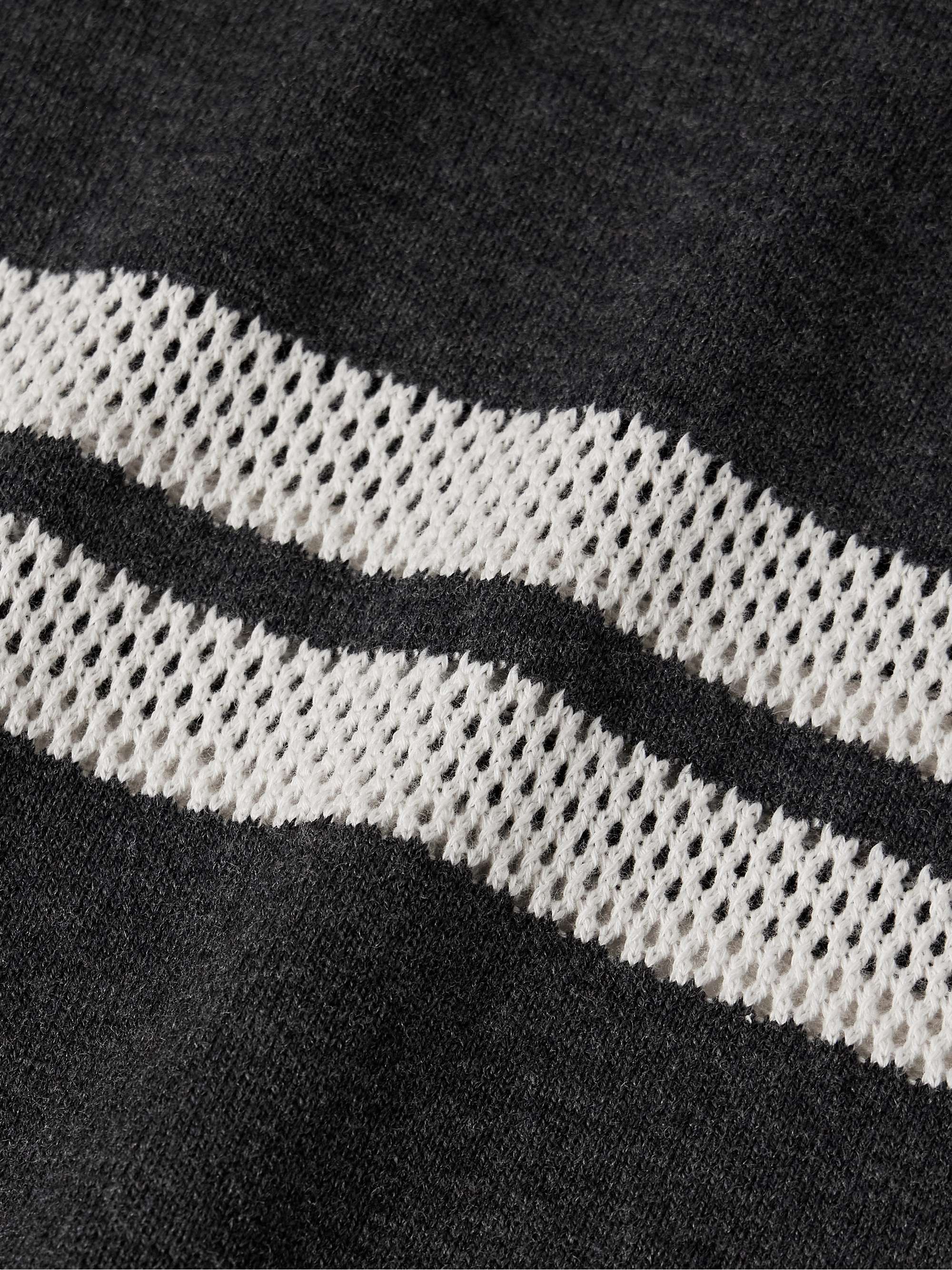 Crochet-Trimmed Merino Wool and Cotton-Blend Polo Shirt view