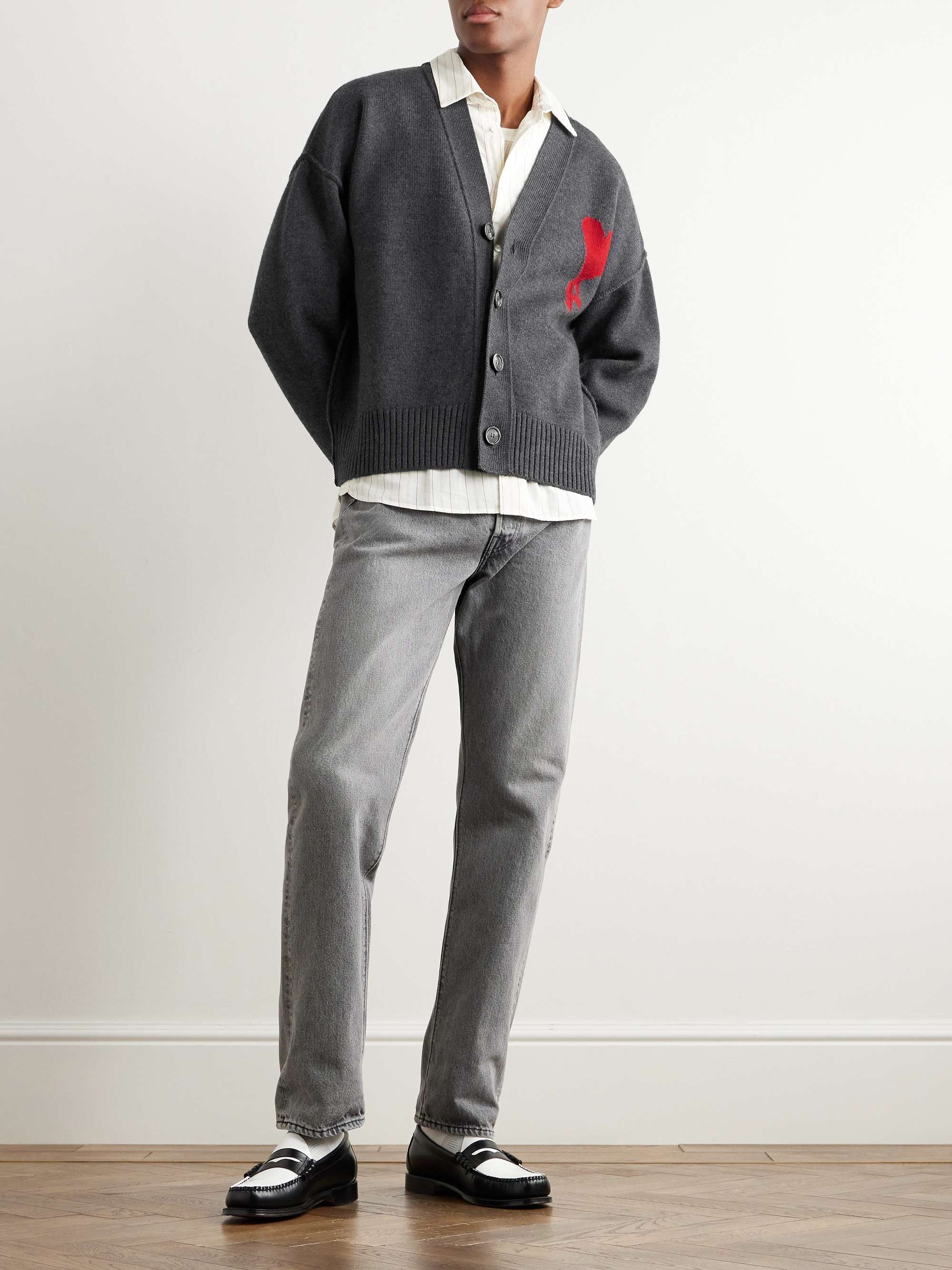 Logo-Intarsia Merino Wool Cardigan view