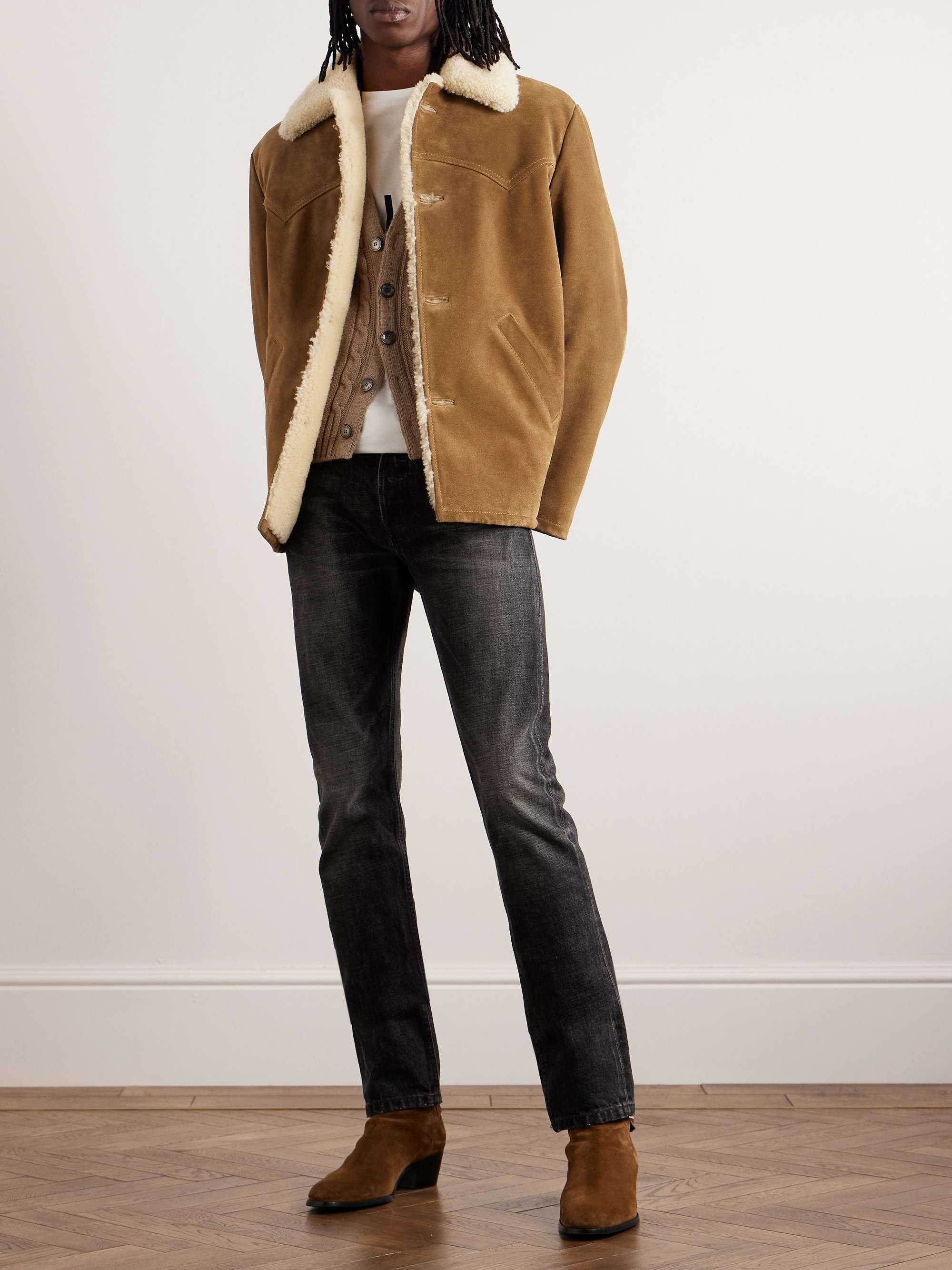 Shearling-Lined Suede Jacket view