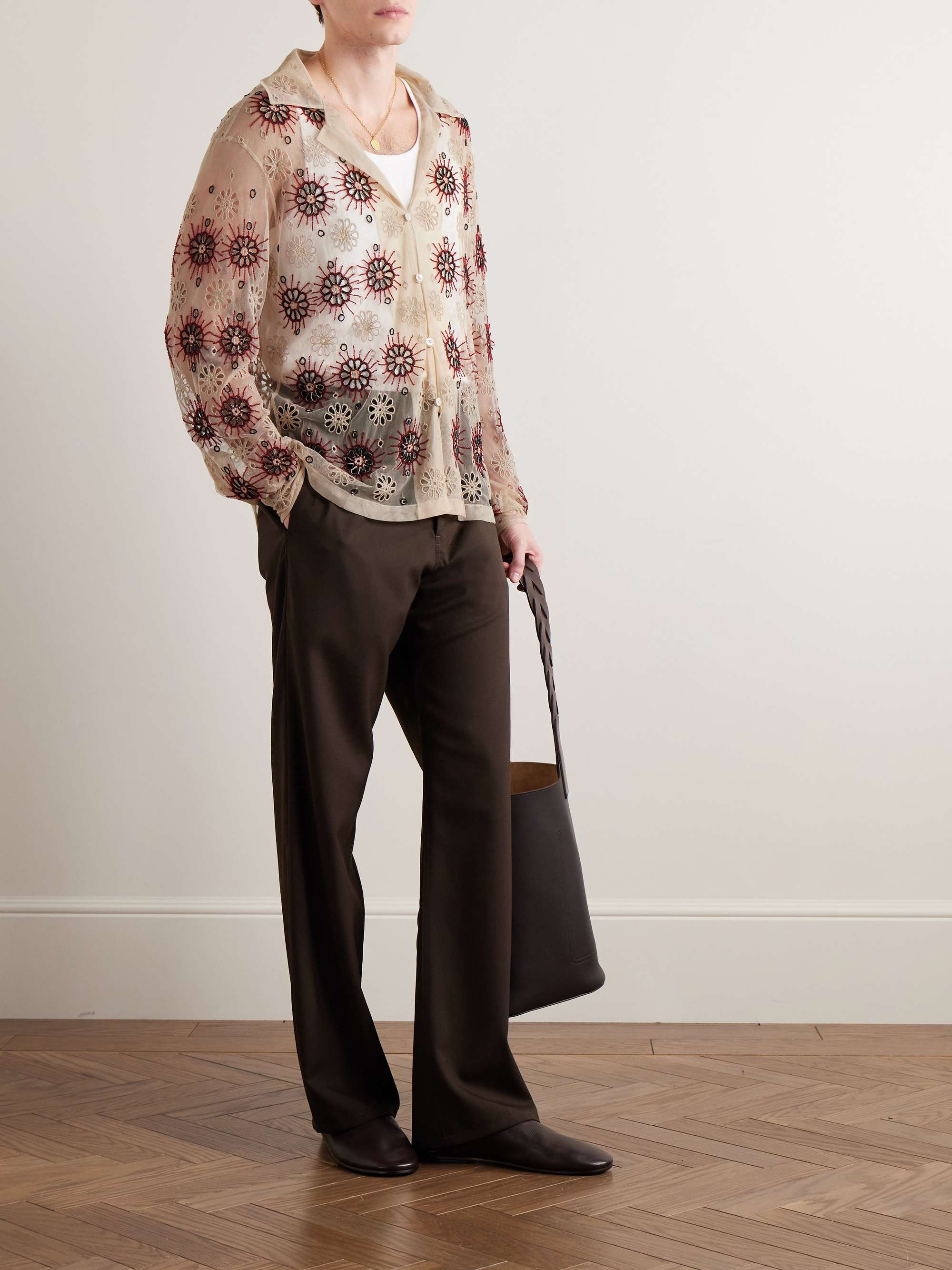Solarium Bead-Embellished Broderie Anglaise Tulle Shirt view