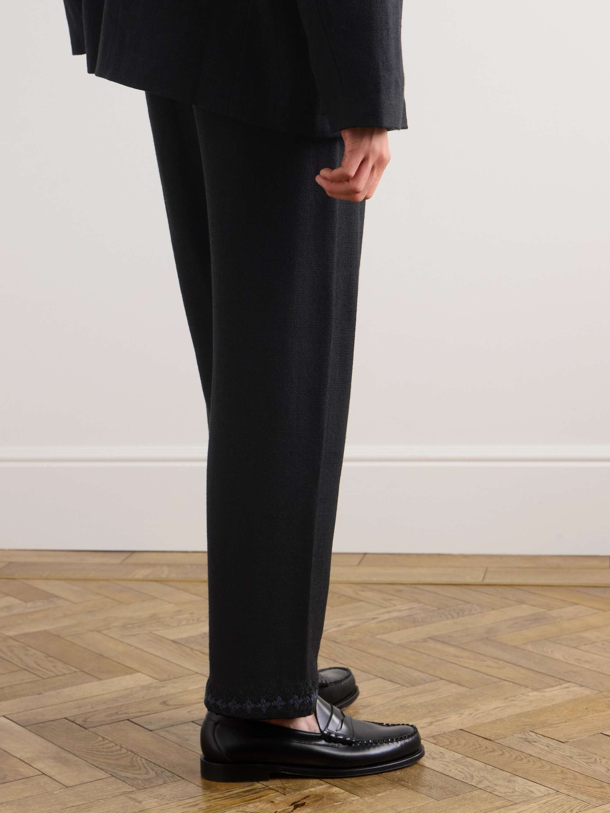 Straight-Leg Wool-Flannel Suit Trousers view