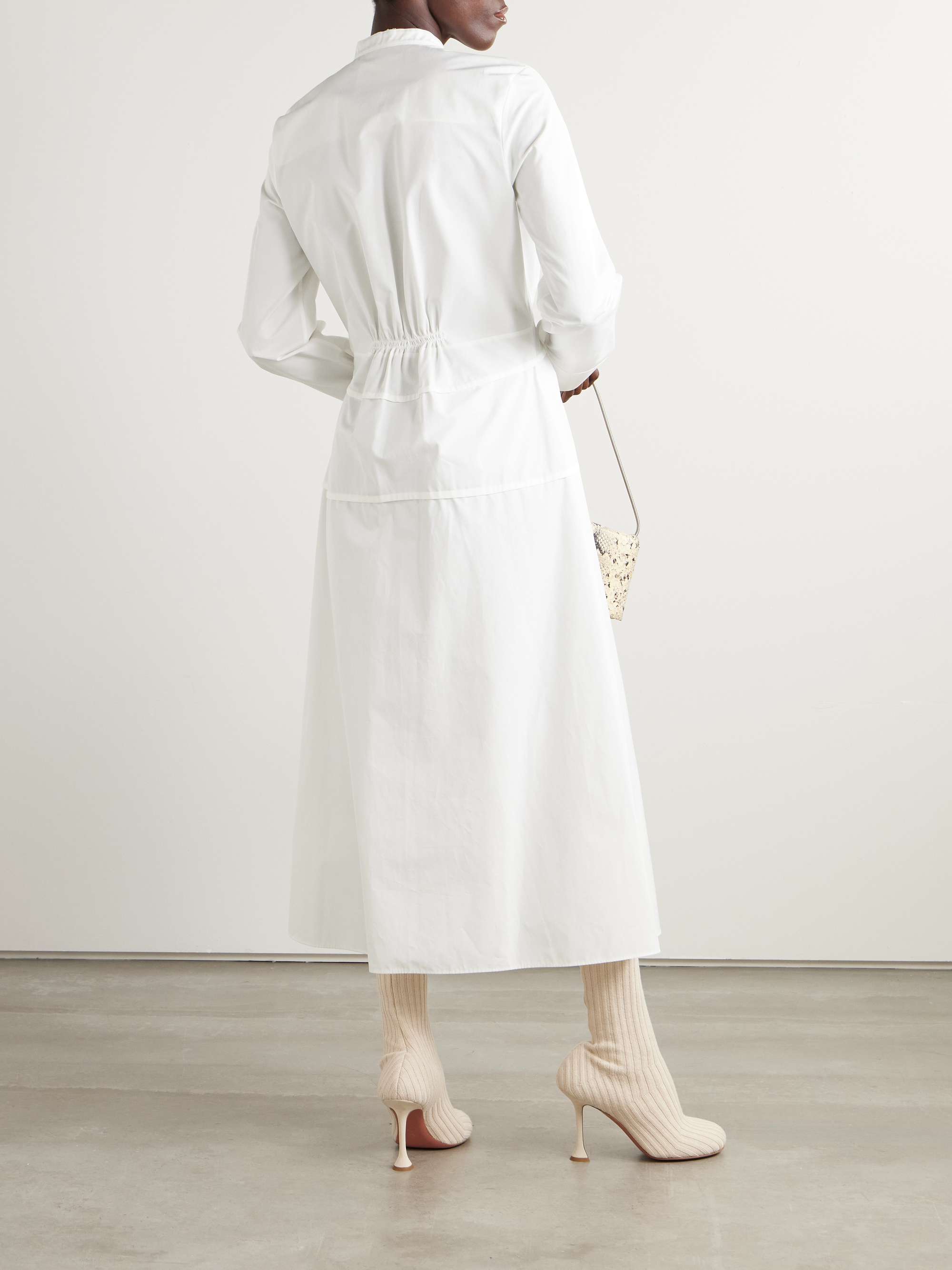 Pintucked cotton-poplin maxi shirt dress view
