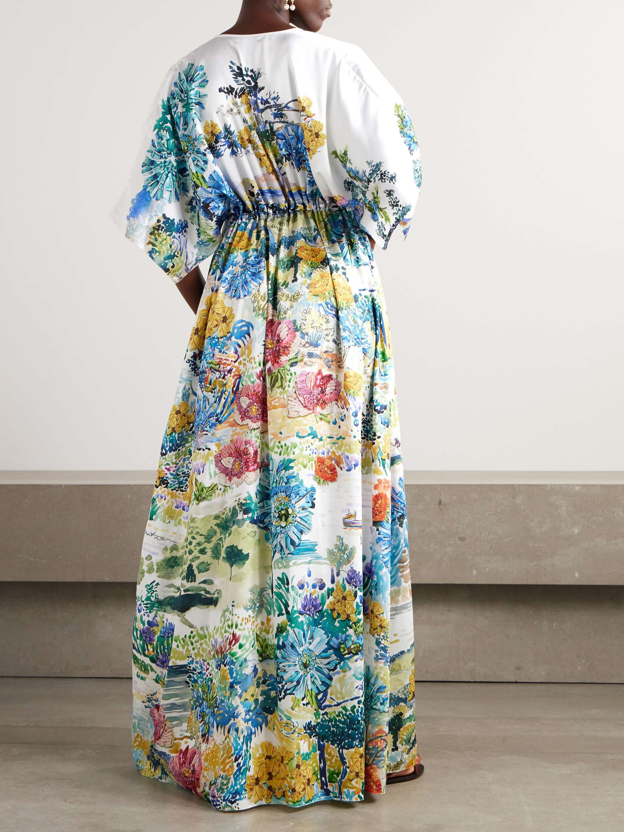 Taormina floral-print twill kaftan view
