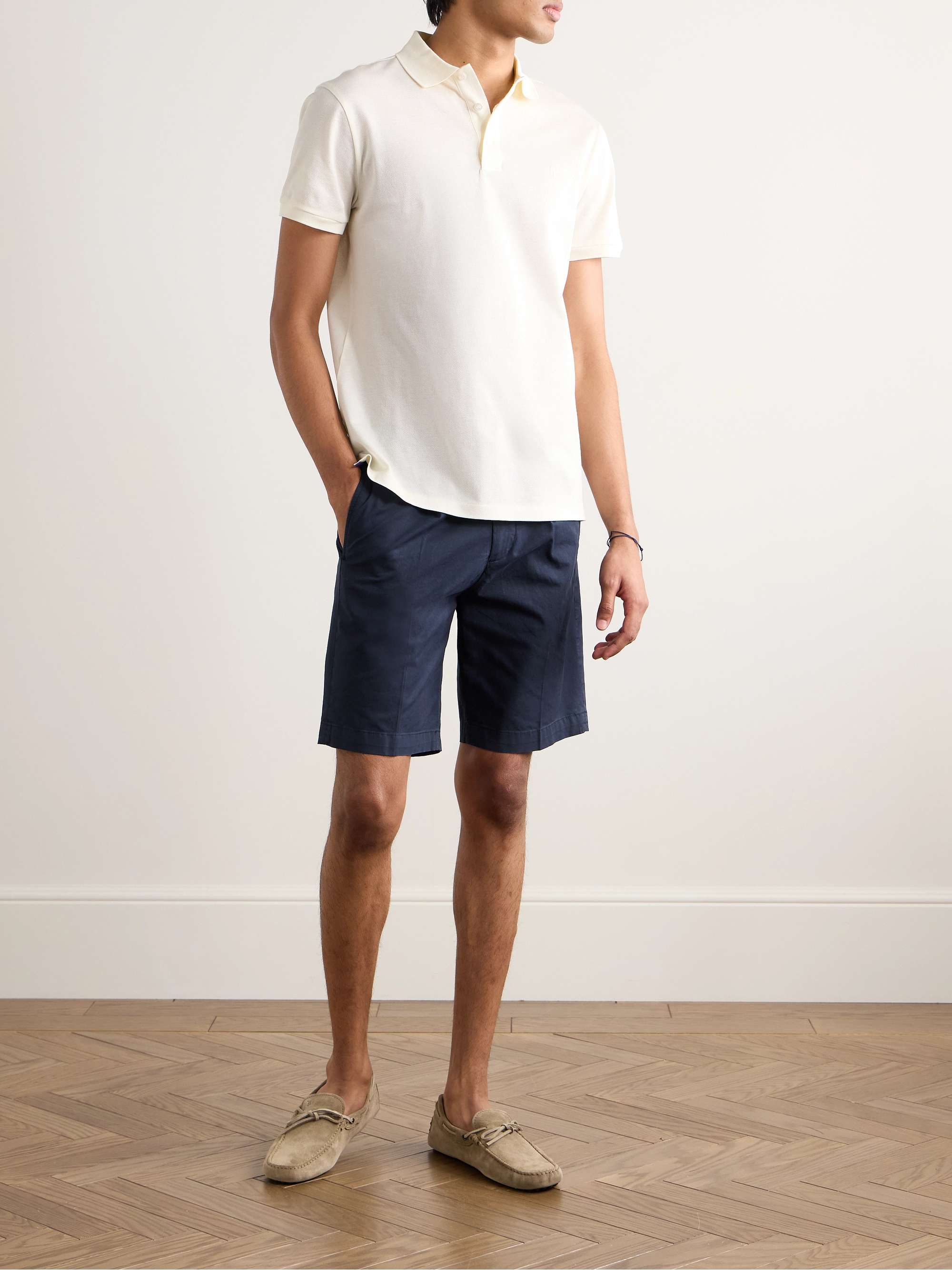 Slim-Fit Straight-Leg Pleated Cotton-Blend Twill Bermuda Shorts view