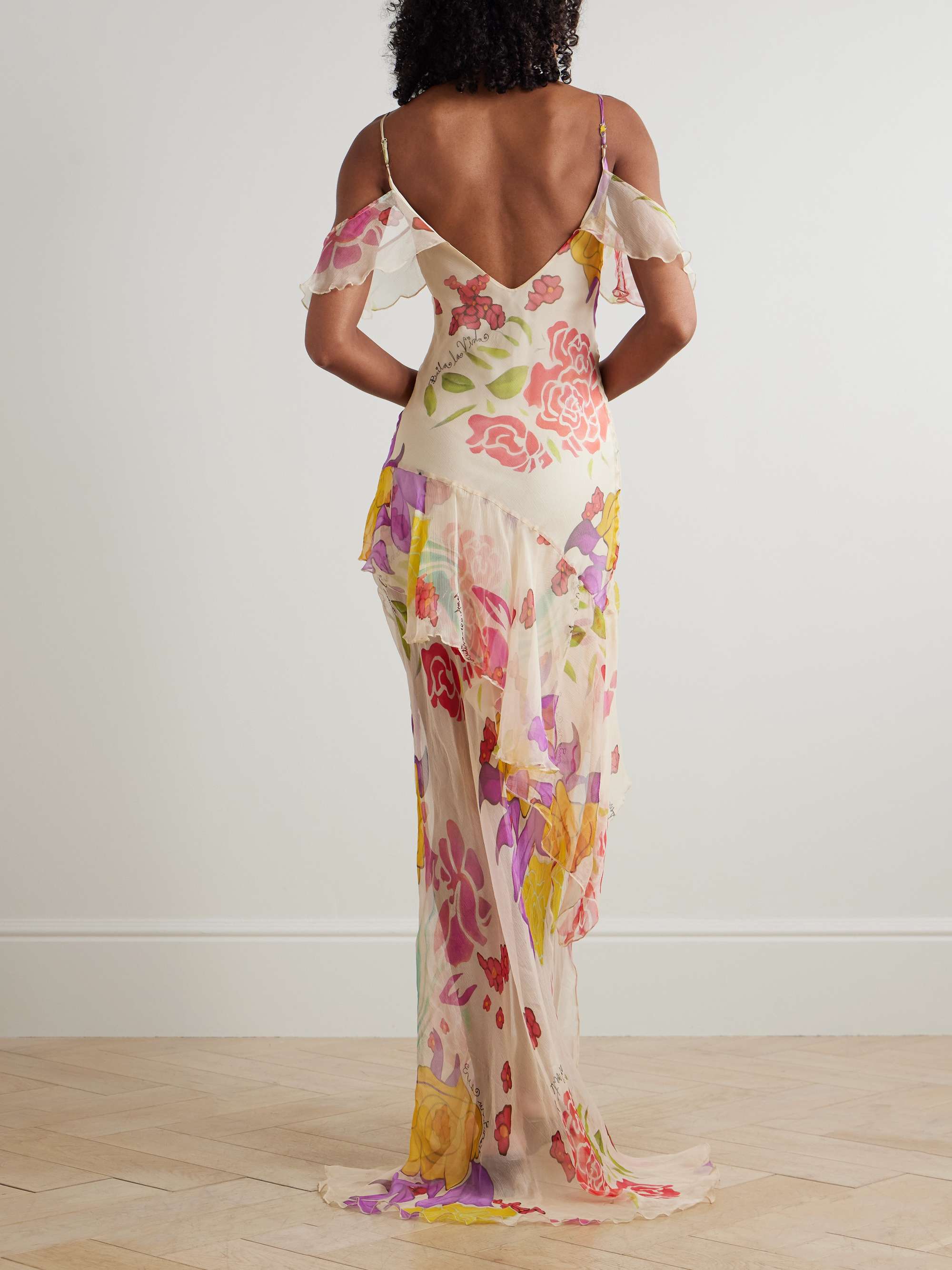 Flores ruffled floral-print silk-chiffon maxi dress view