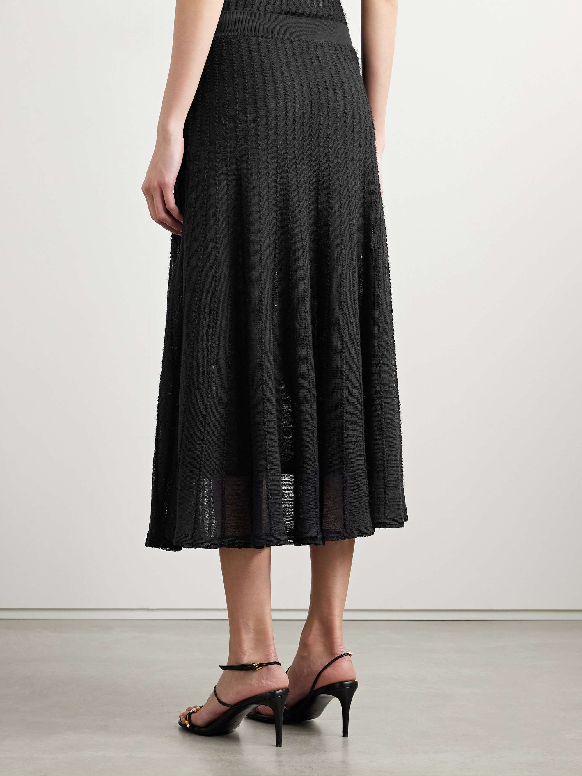 Dawn pointelle-knit midi skirt view